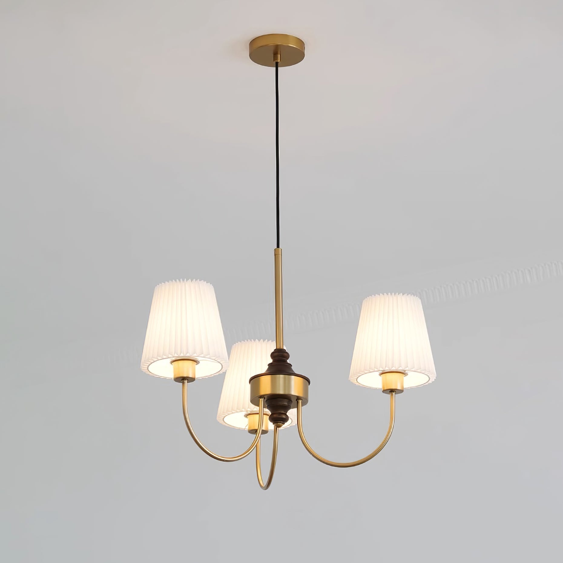 Jeremiah Chandelier Brass White Pleated - Letslighting