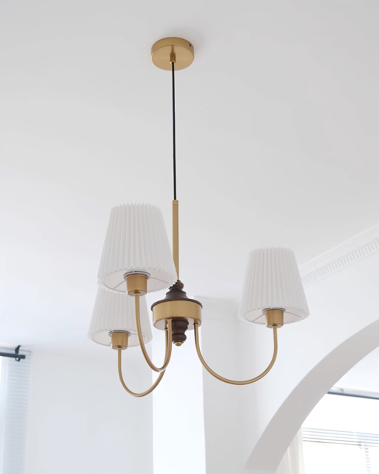 Jeremiah Chandelier Brass White Pleated - Letslighting
