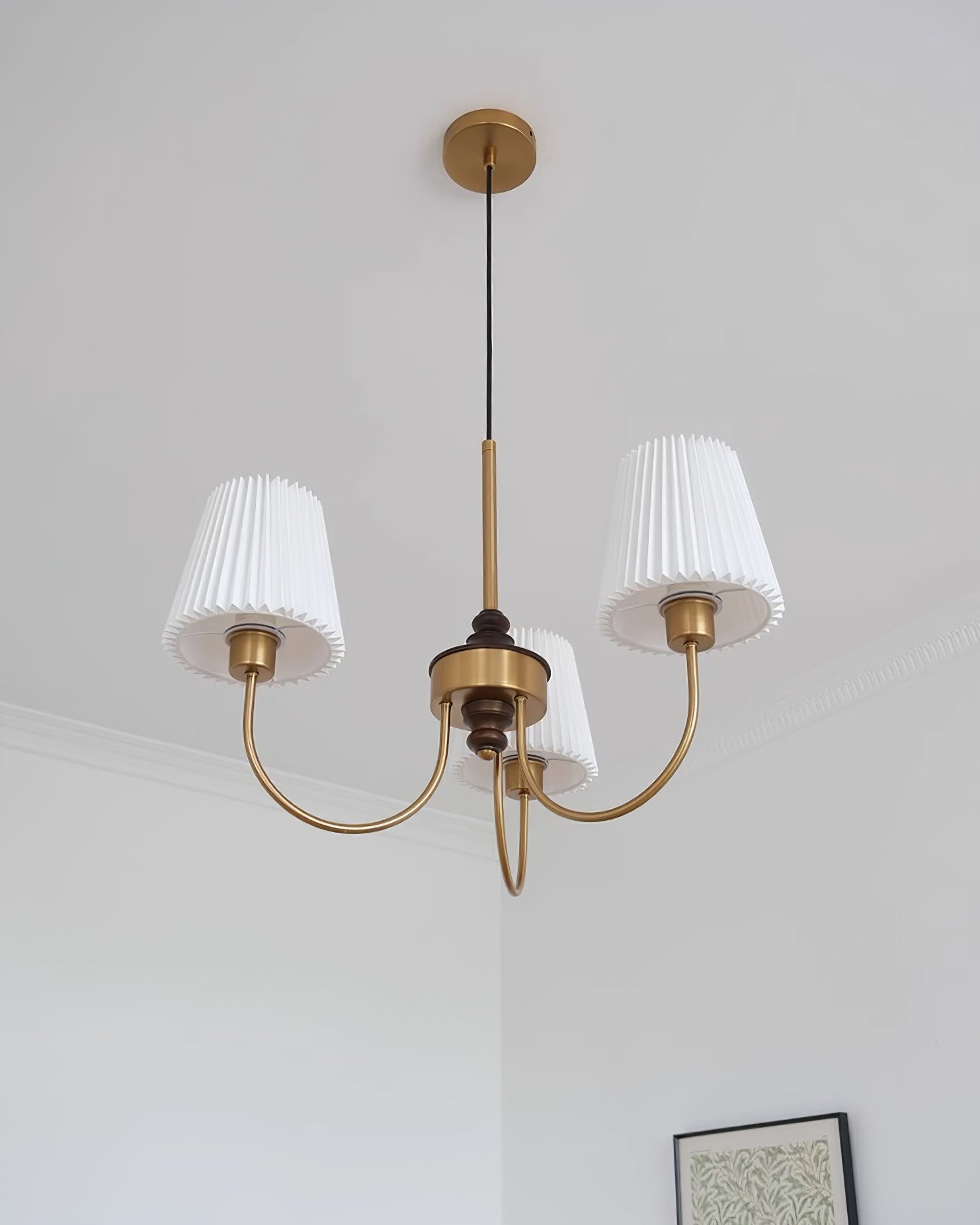 Jeremiah Chandelier Brass White Pleated - Letslighting