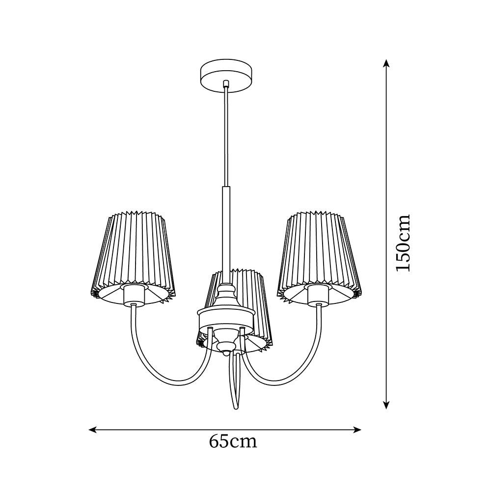 Jeremiah Chandelier Brass White Pleated - Letslighting