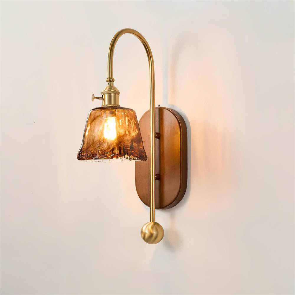 Wall Lamp and Glass Smooth Globe with Wooden Backplate - Letslighting