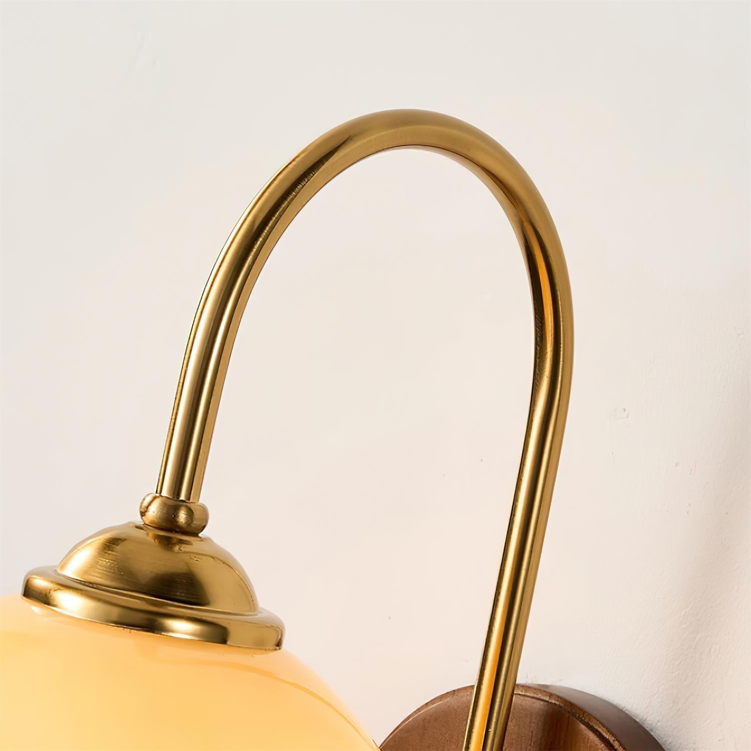 Wall Lamp and Glass Smooth Globe with Wooden Backplate - Letslighting