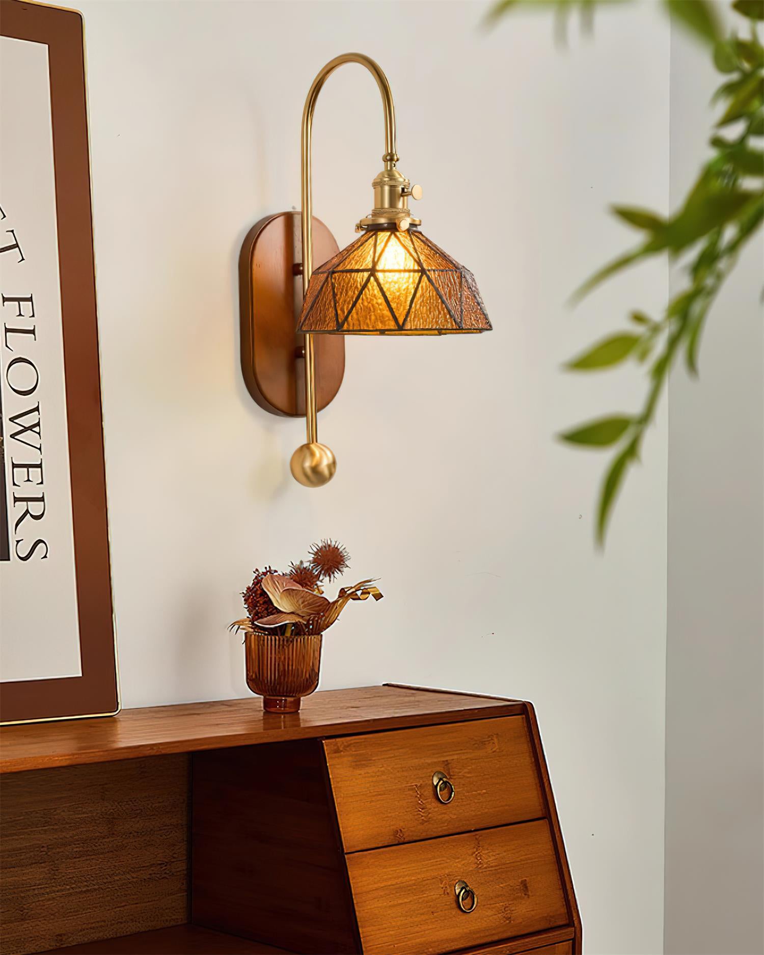 Wall Lamp and Glass Smooth Globe with Wooden Backplate - Letslighting