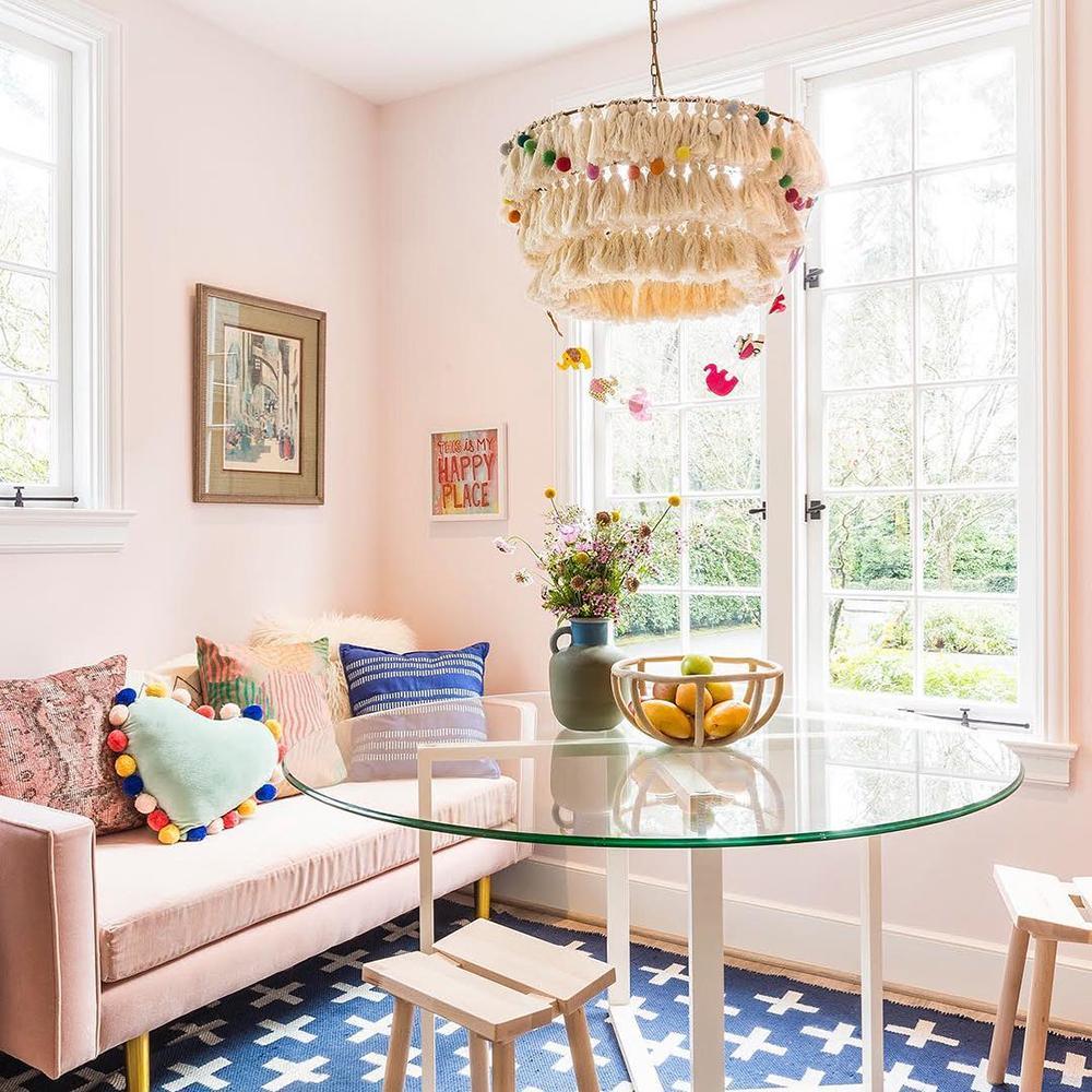 Lustra Chandelier Pink Bohemian Chic - Letslighting