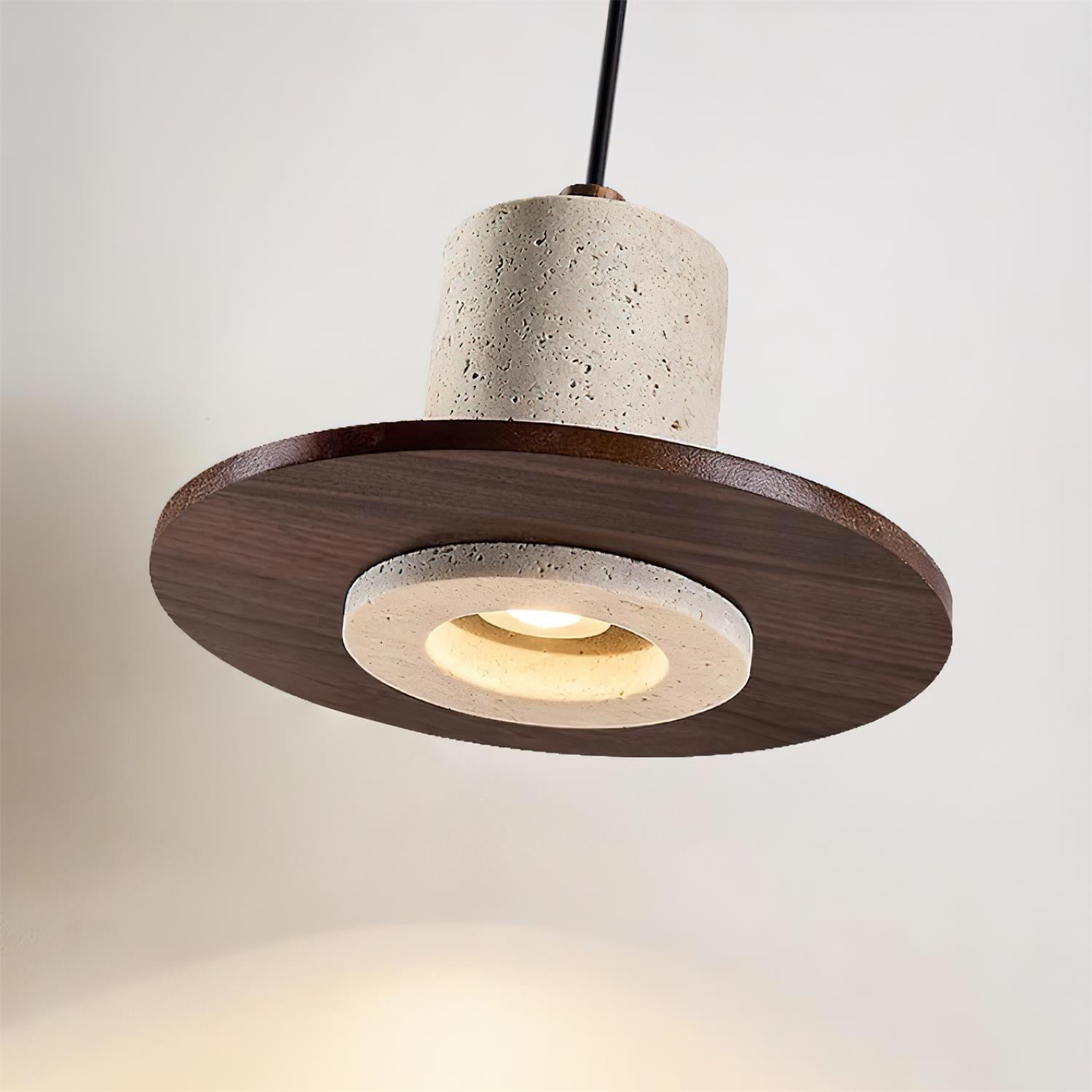 Ritta Travertine Pendant Light Top‐Hat Silhouette - Letslighting