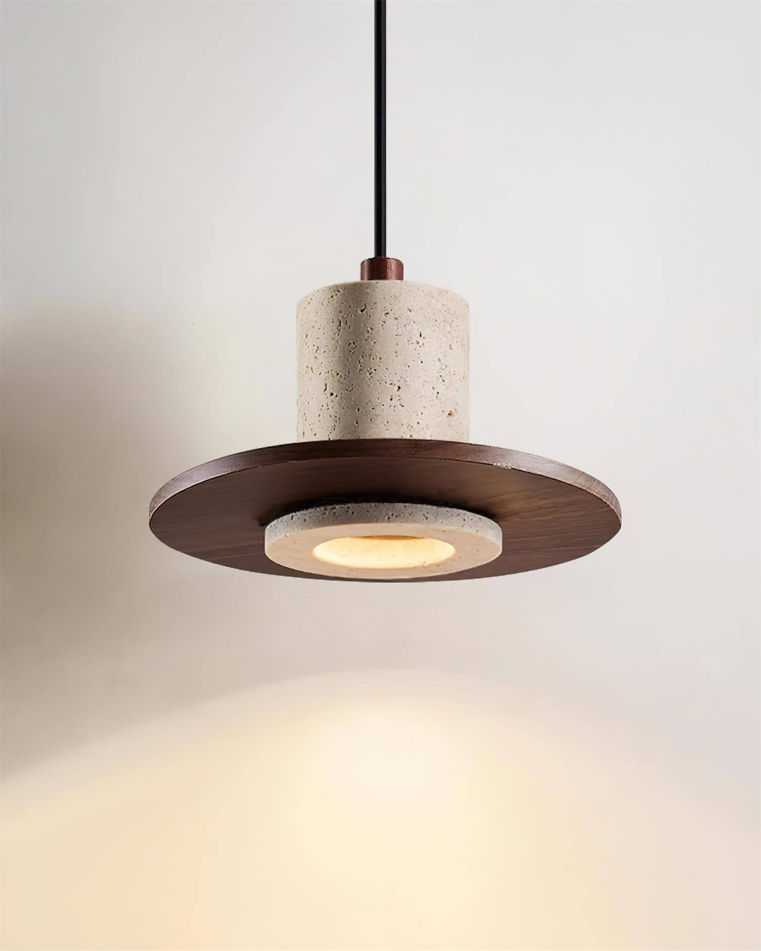 Ritta Travertine Pendant Light Top‐Hat Silhouette - Letslighting