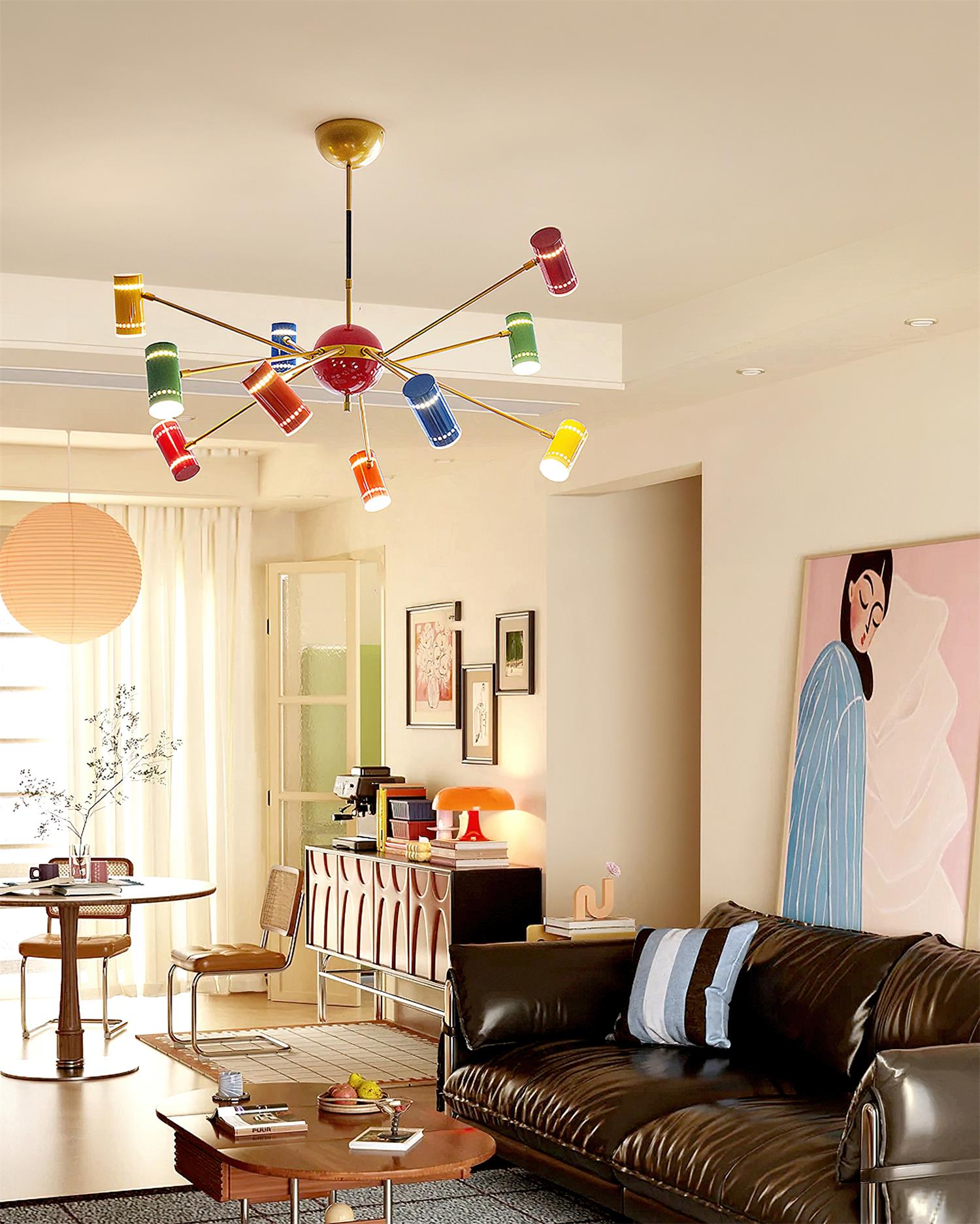 Kaleido Chandelier with Colorful Spoke Accents - Letslighting