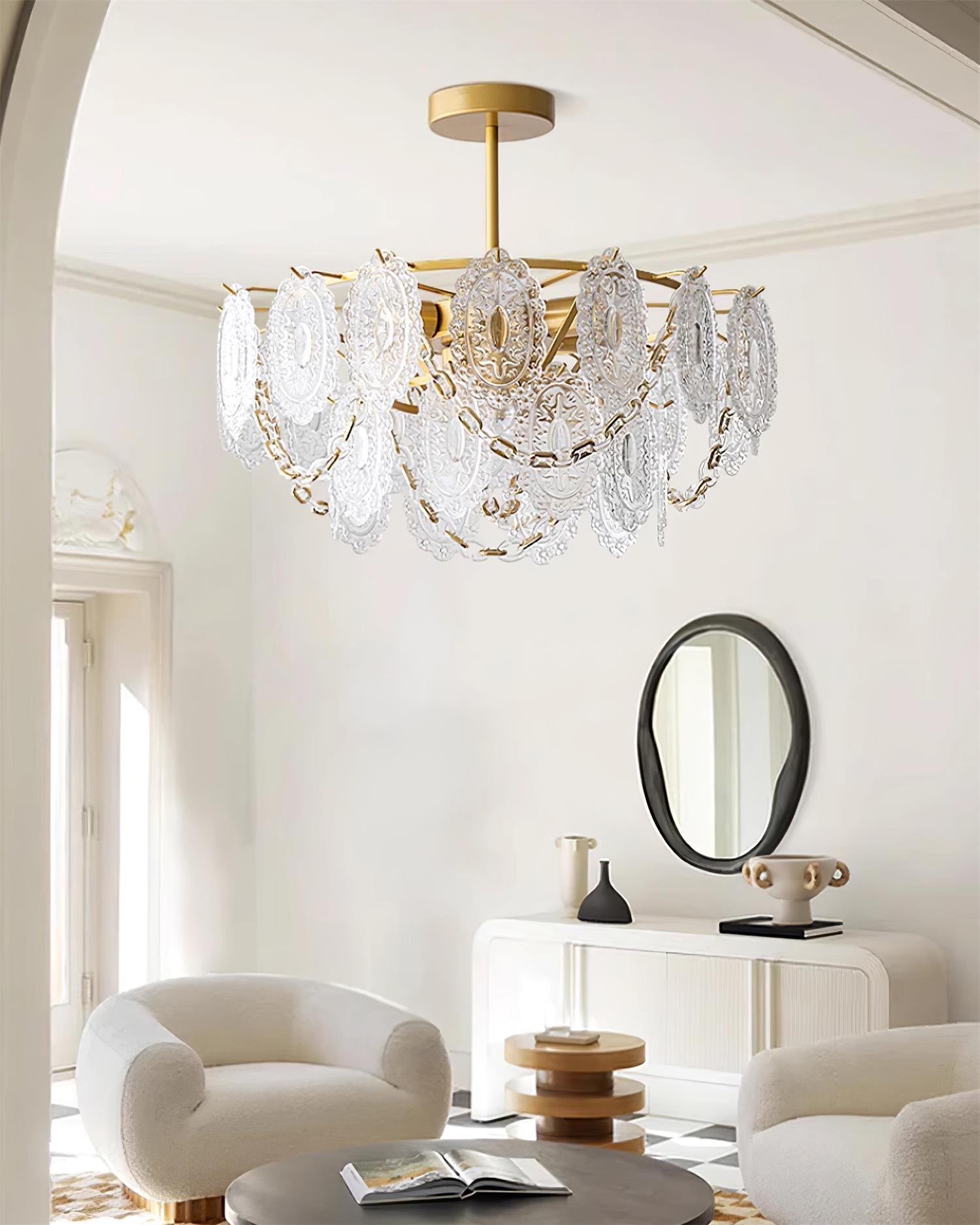 Katia Chandelier Crystal Glass Cascades Gold - Letslighting