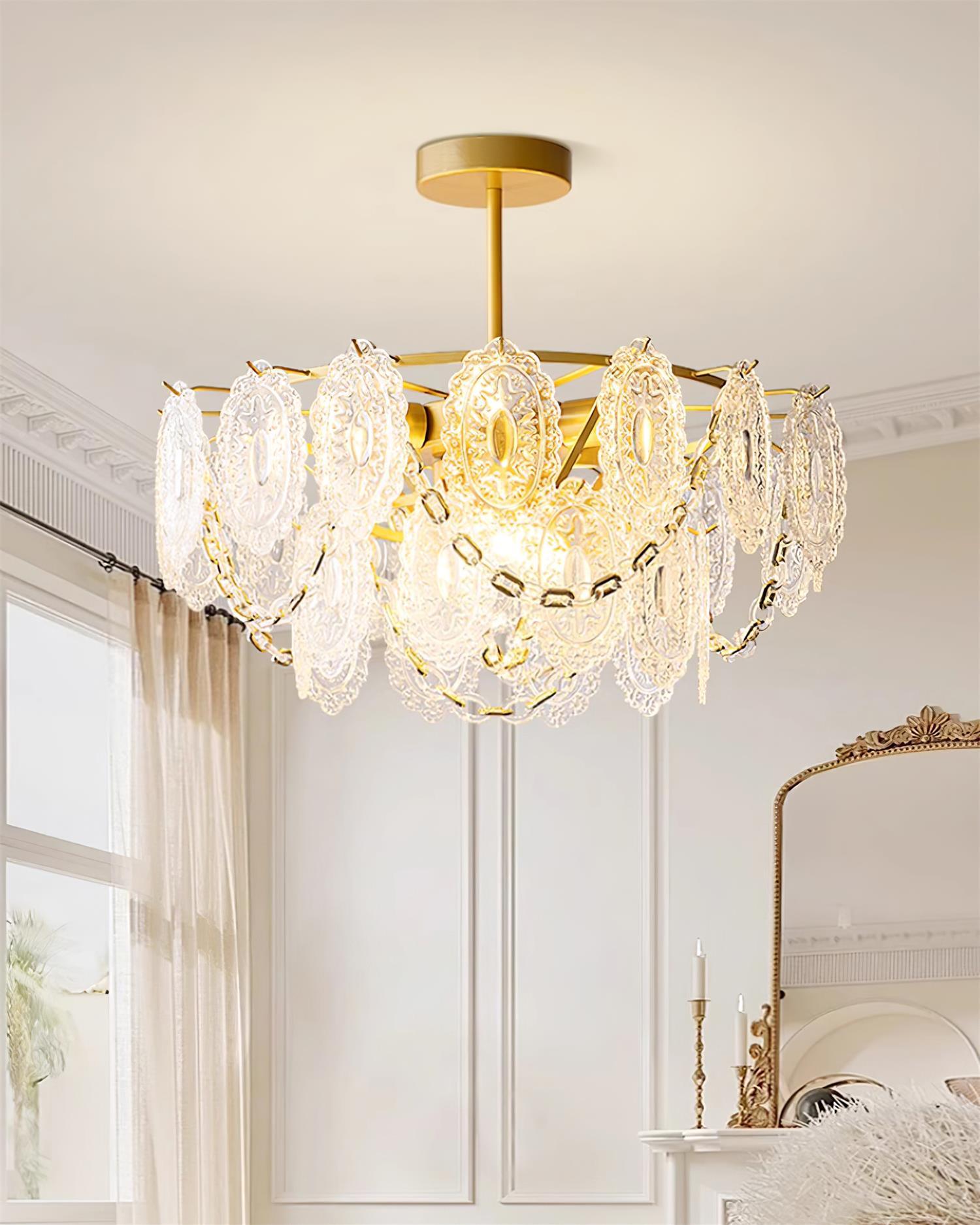 Katia Chandelier Crystal Glass Cascades Gold - Letslighting