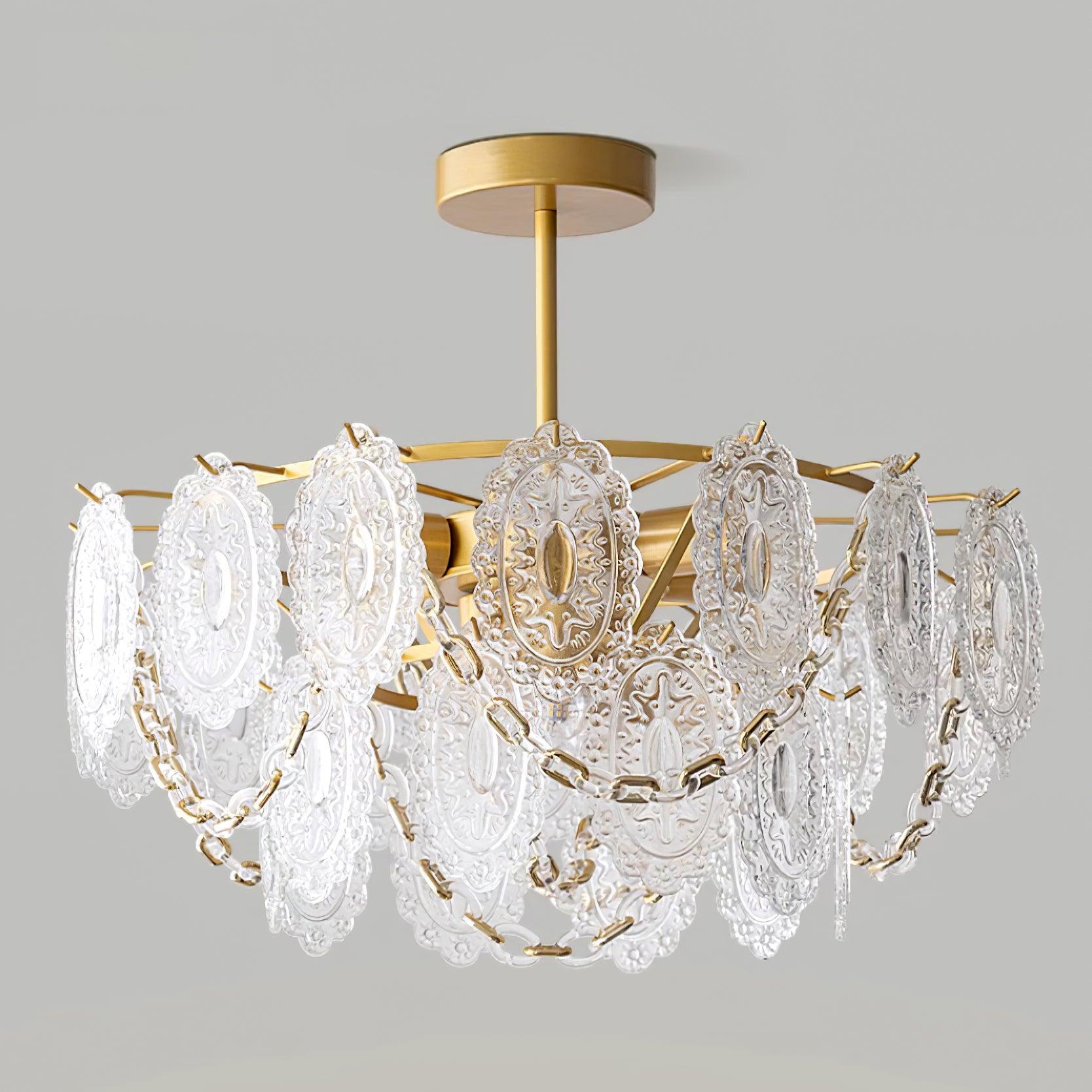 Katia Chandelier Crystal Glass Cascades Gold - Letslighting