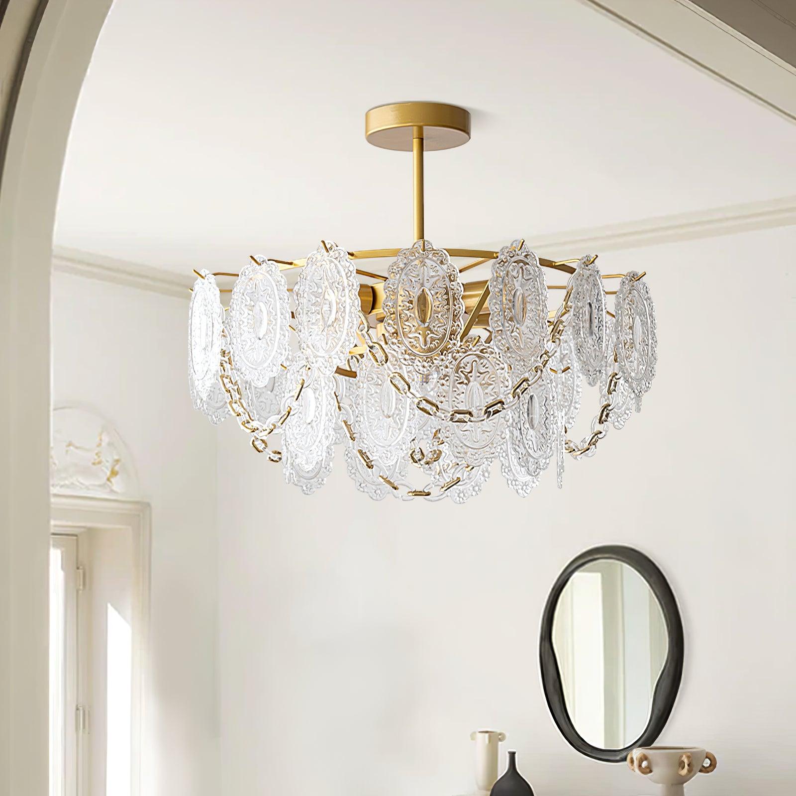 Katia Chandelier Crystal Glass Cascades Gold - Letslighting
