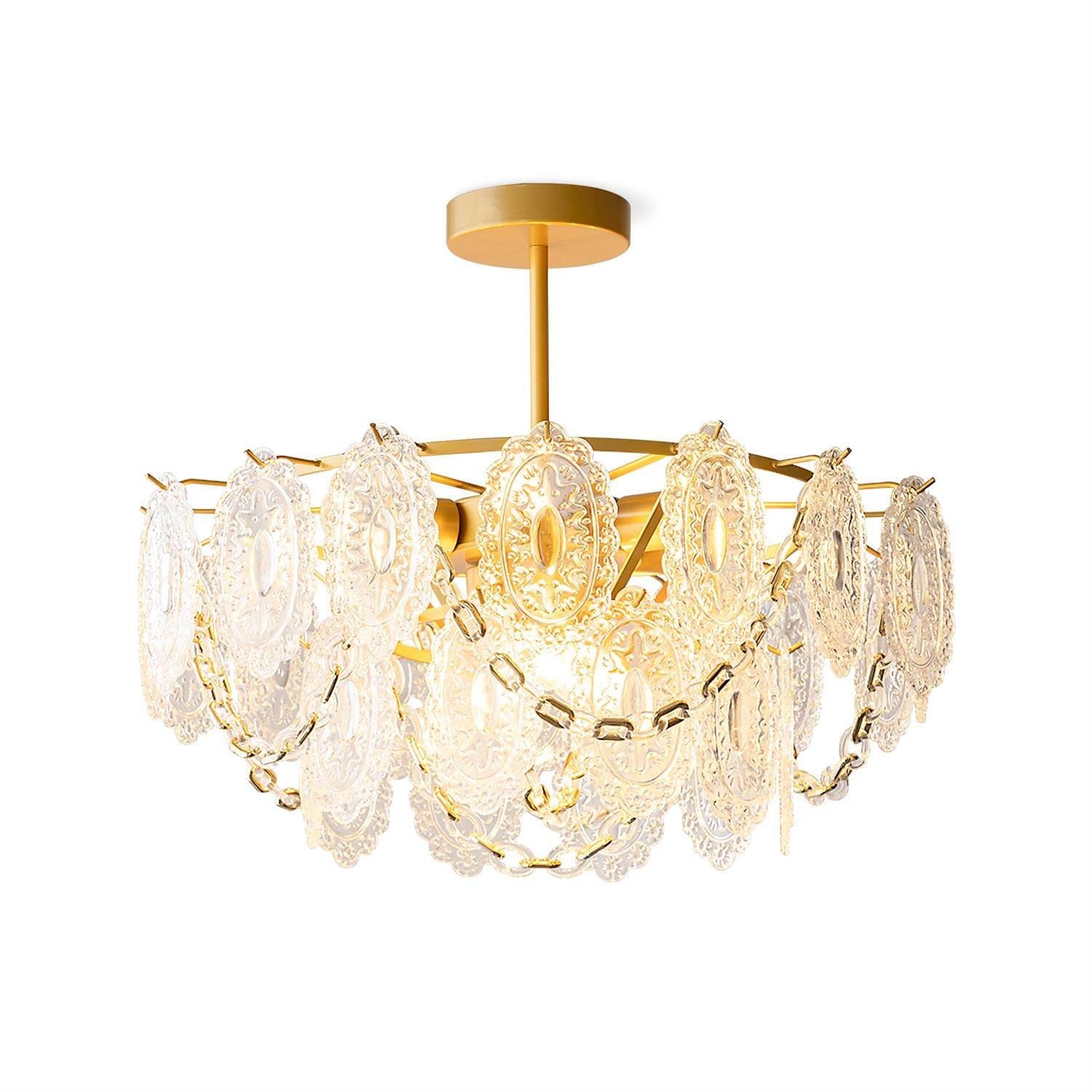 Katia Chandelier Crystal Glass Cascades Gold - Letslighting