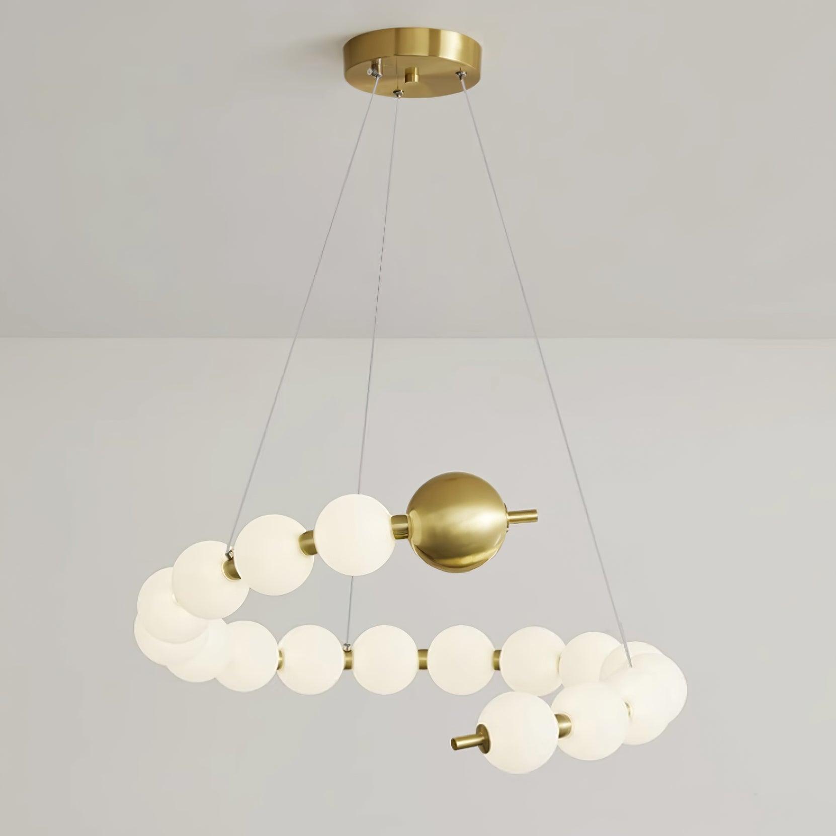 Chandelier Brass Ring Acrylic Spheres Modern Minimalist - Letslighting
