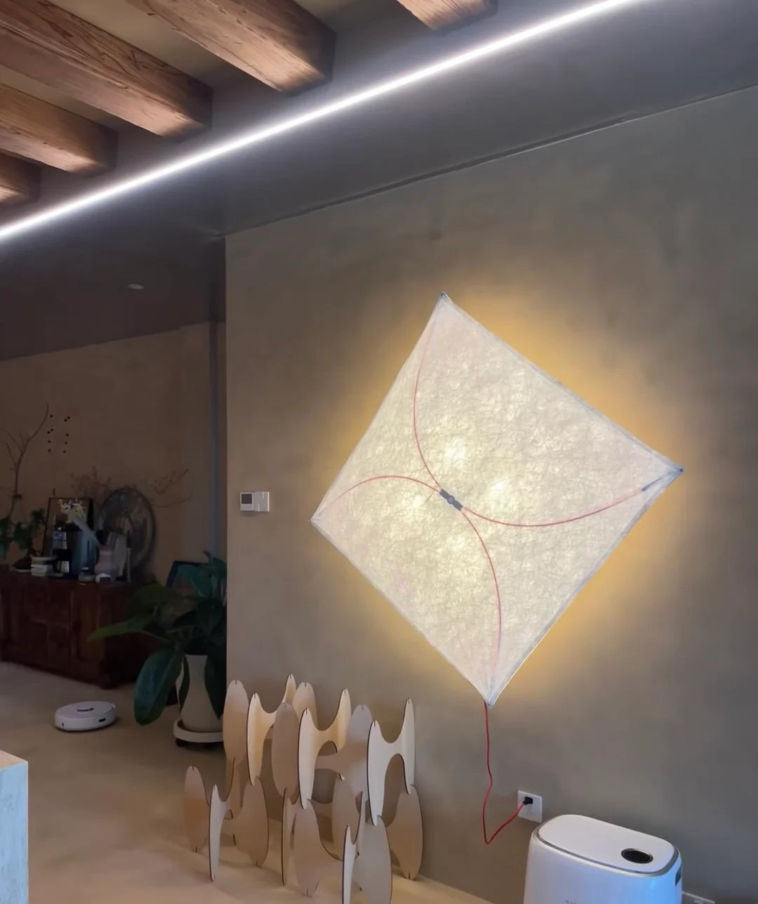 Muto Natural Paper Metal White Wall Lamp Dining Room Bedroom