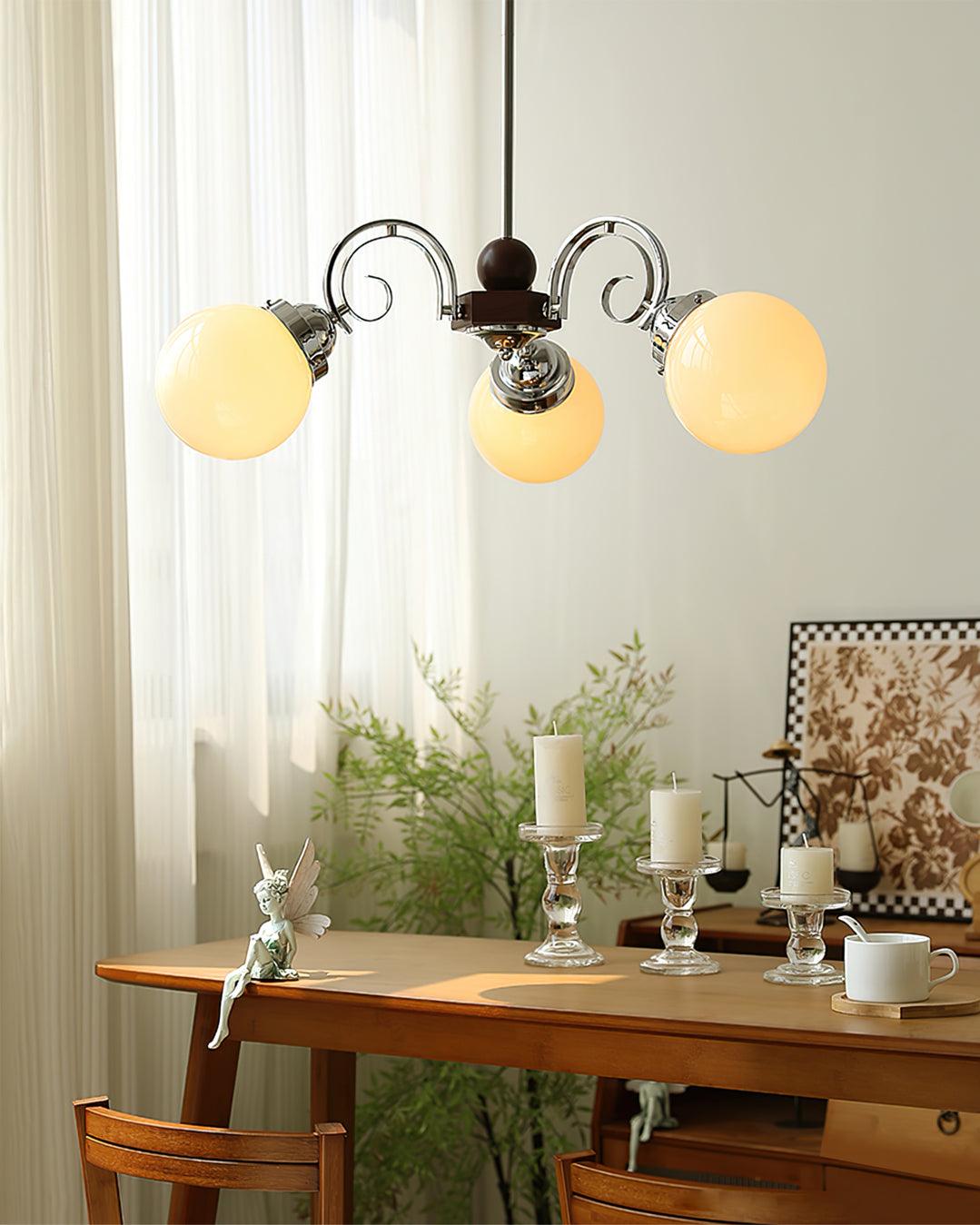 Kotter Chandelier Cream Satin Nickel Modern - Letslighting