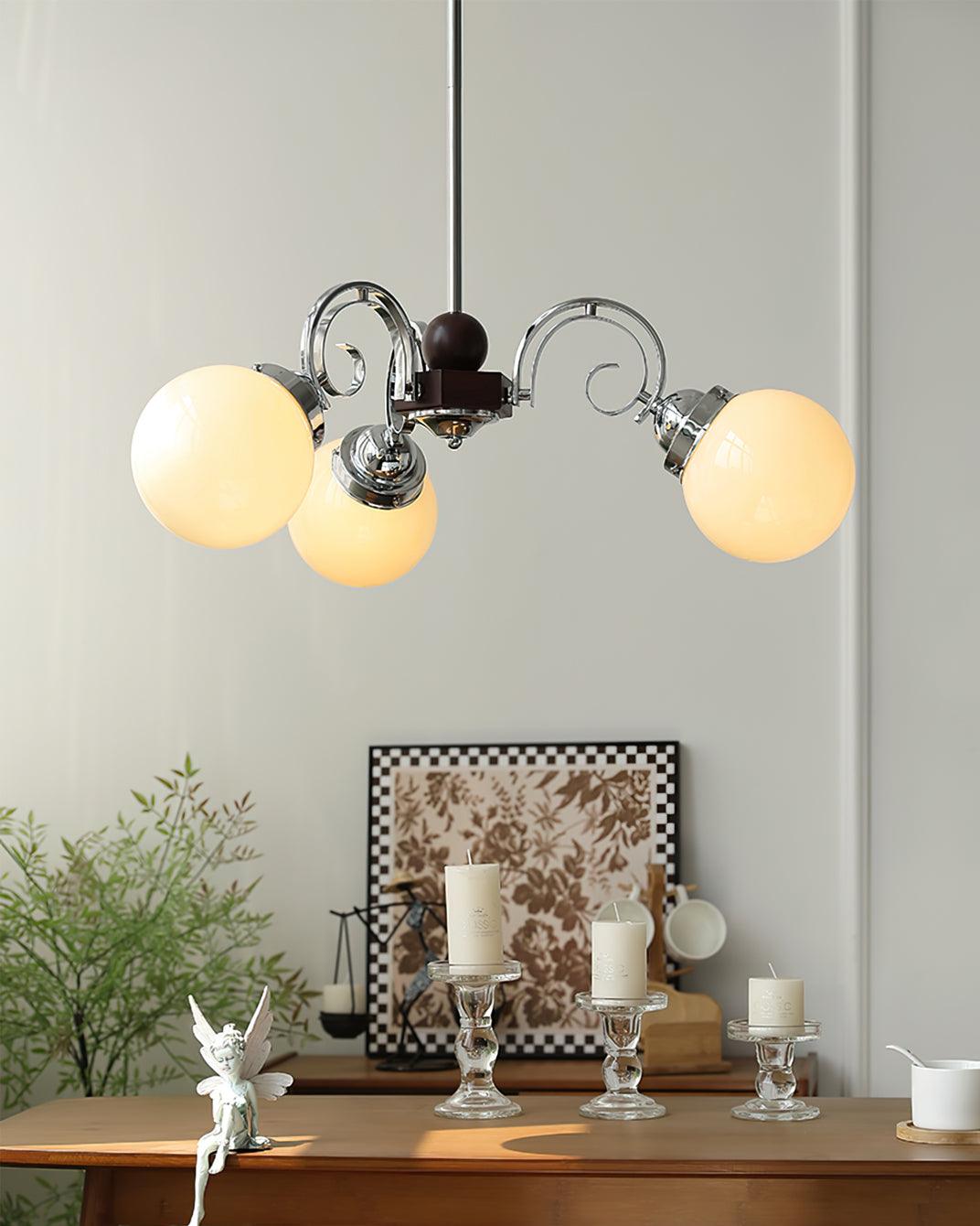 Kotter Chandelier Cream Satin Nickel Modern - Letslighting