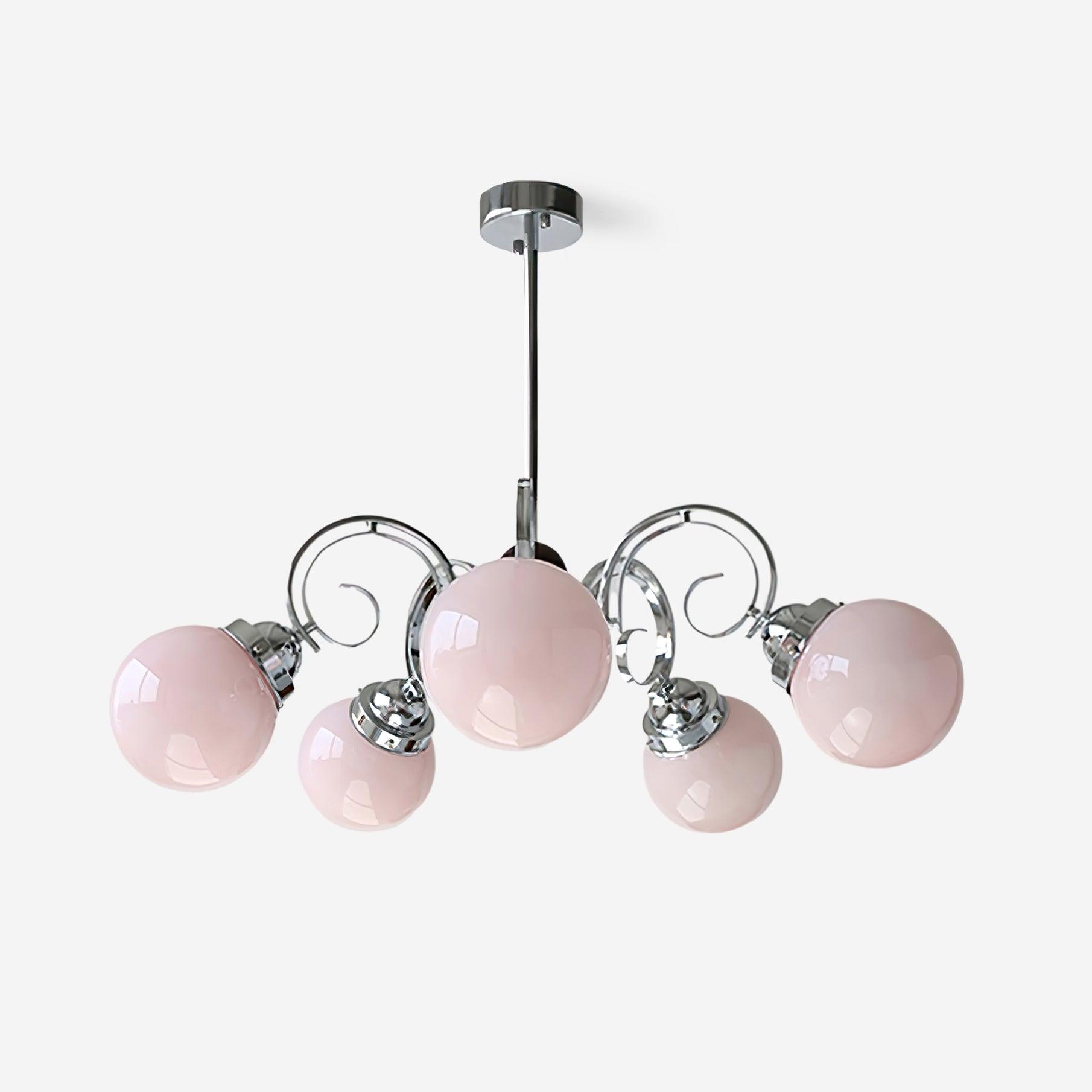 Kotter Cream Chandelier Satin Nickel Curved Arms Sculptural - Letslighting