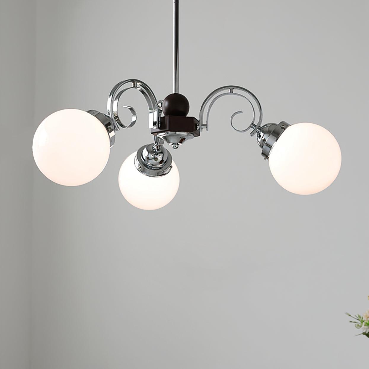 Kotter Chandelier Cream Satin Nickel Modern - Letslighting