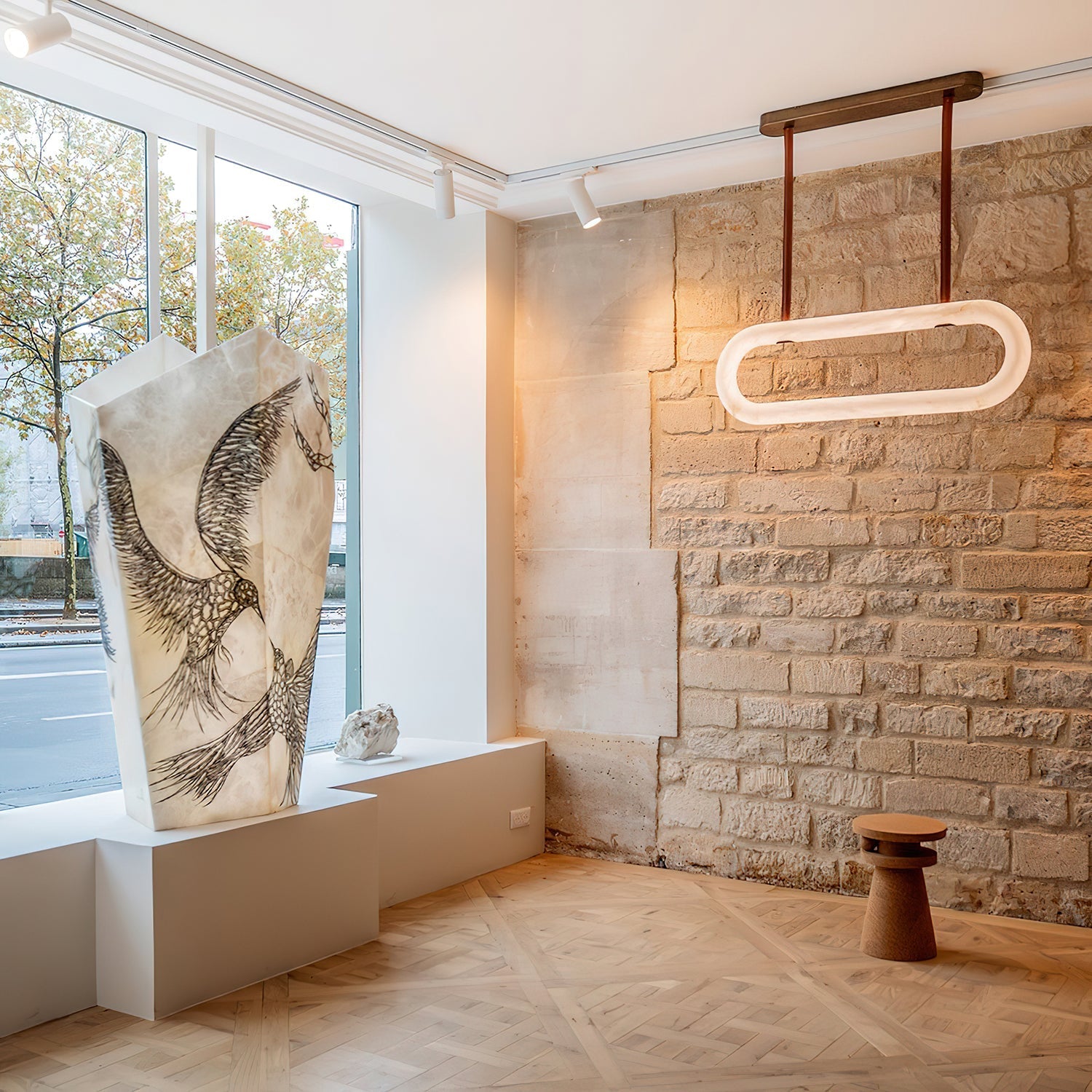 Kurve Chandelier Alabaster Ring - Letslighting