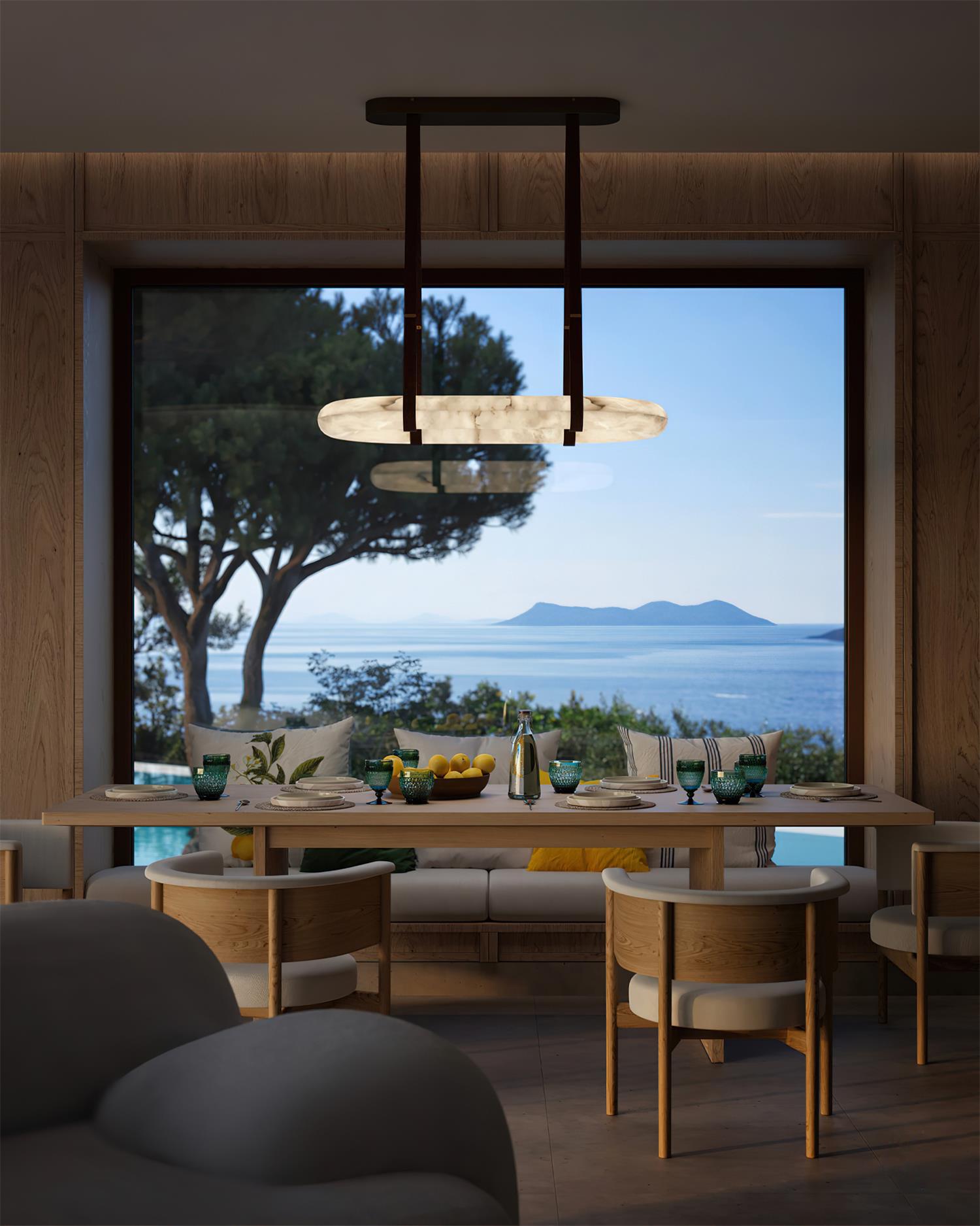 Kurve Chandelier Alabaster Ring - Letslighting