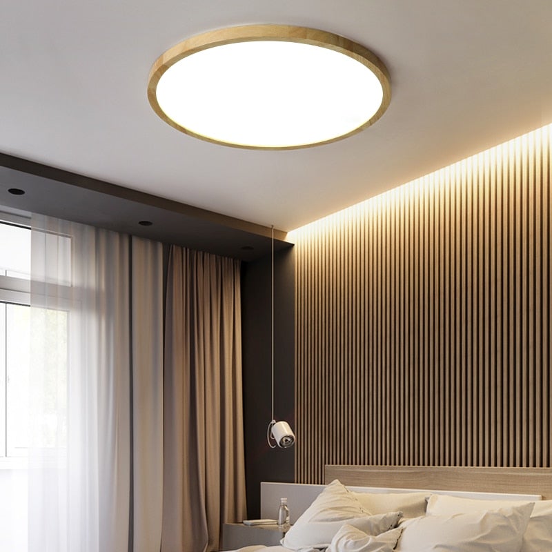Muto Plafonnier Rond Moderne, Bois  Salon