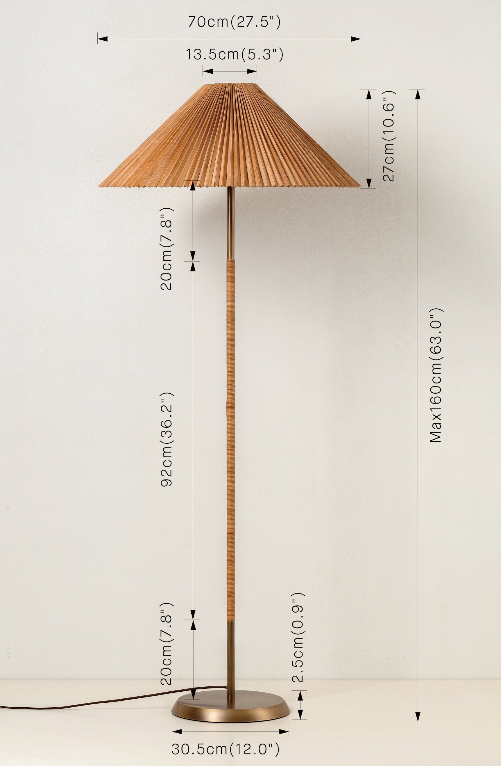Parker Lampadaire Minimaliste en Bambou