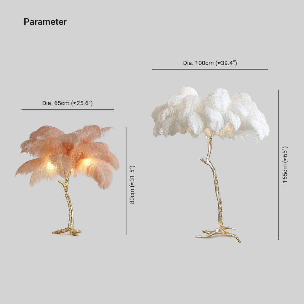 O'Moore Lampadaire Fleur Luxe Plume/Métal Coloré Salon