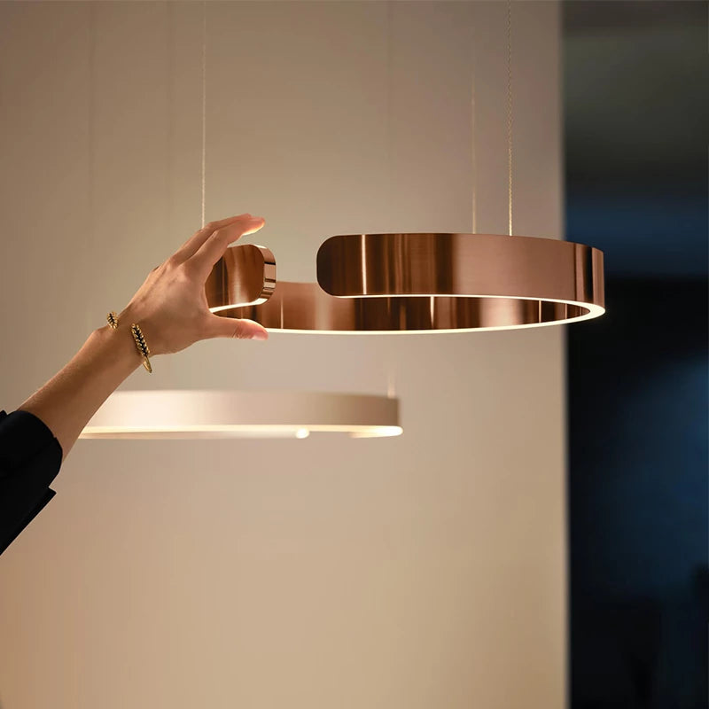 Urel Suspension Cercle Noir/Or Rose Salon/Chambre à Coucher - Neutralighting