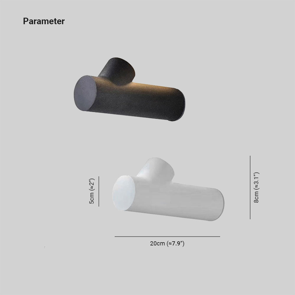 Ray Applique Murale Cylindrique Moderne, Métal/Verre, Blanc/Noir, Extérieur