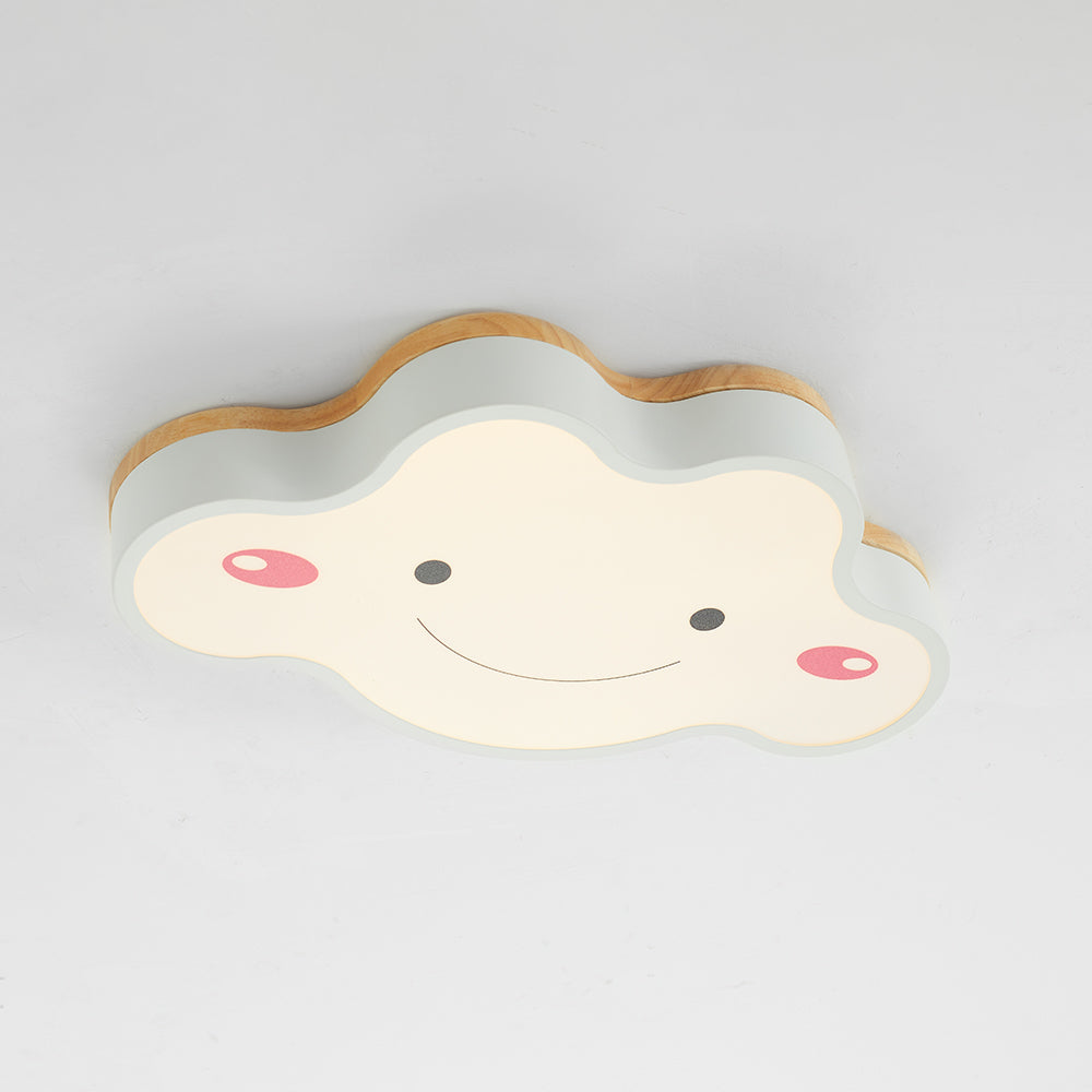 Aria Plafonnier Nuage Moderne, Acrylique/Bois, Blanc/Vert/Rose, Chambre