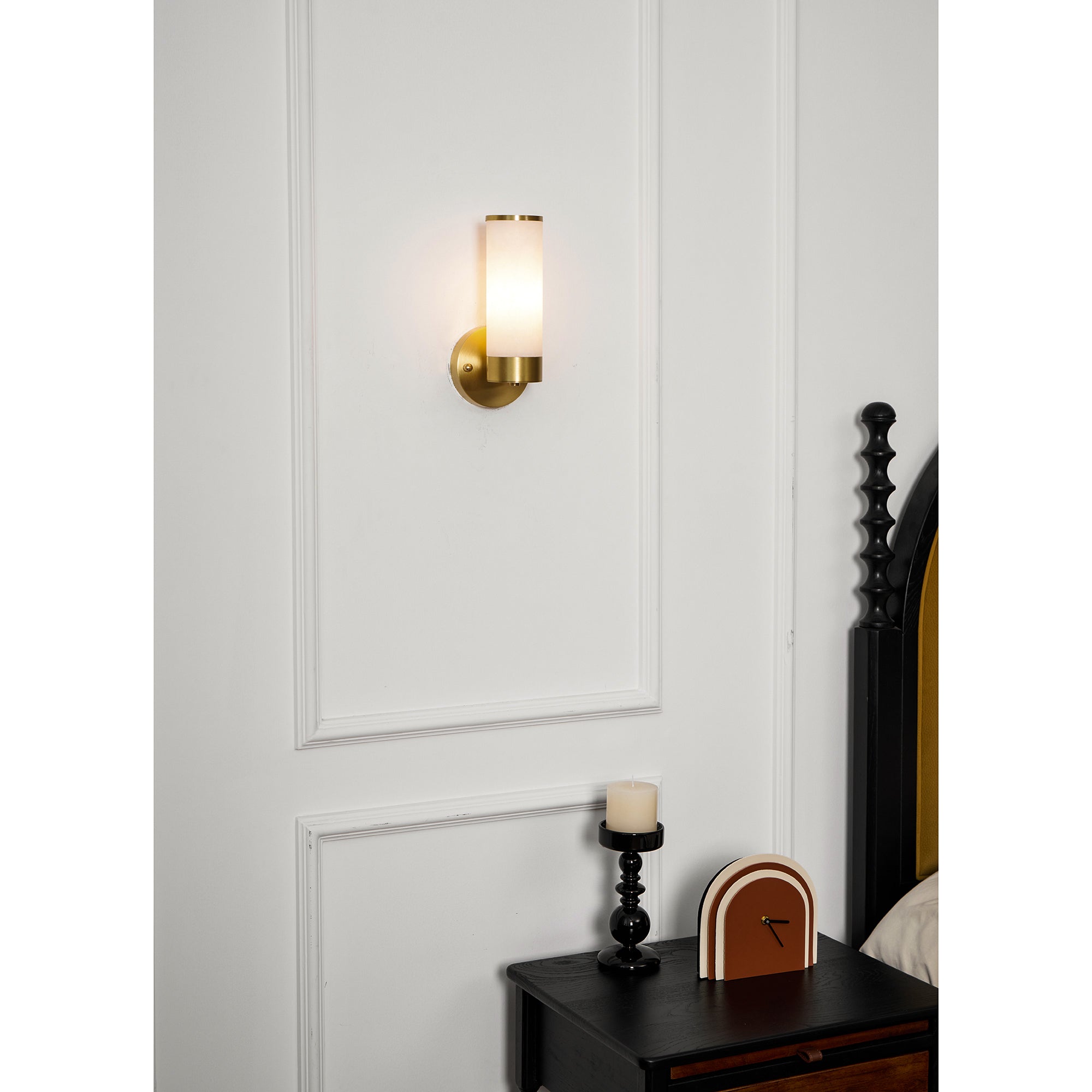 Olvynis Modern Minimalist Brass Alabaster Wall Lamp - Lamp Copper