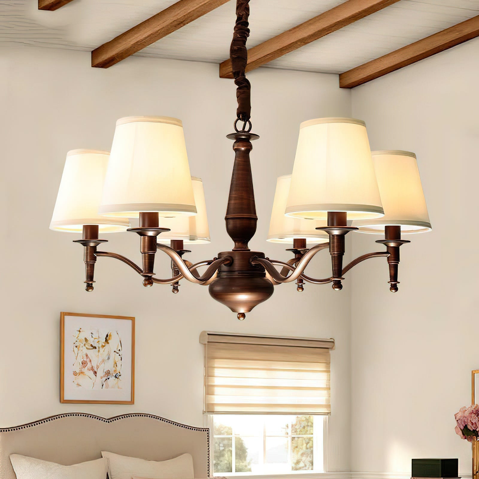 Zosolia Vintage Industrial Luxury Brass Fabric Chandelier - Lamp Copper