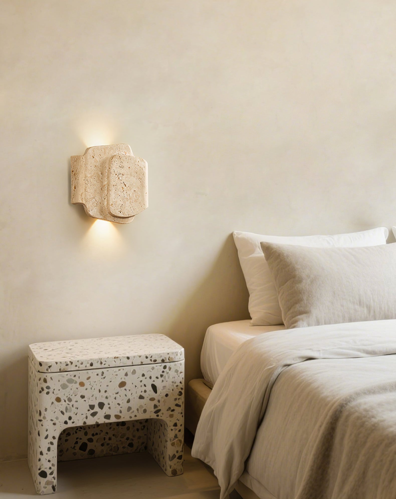Layered  Moderne Minimaliste Travertin Applique Murale Lumière
