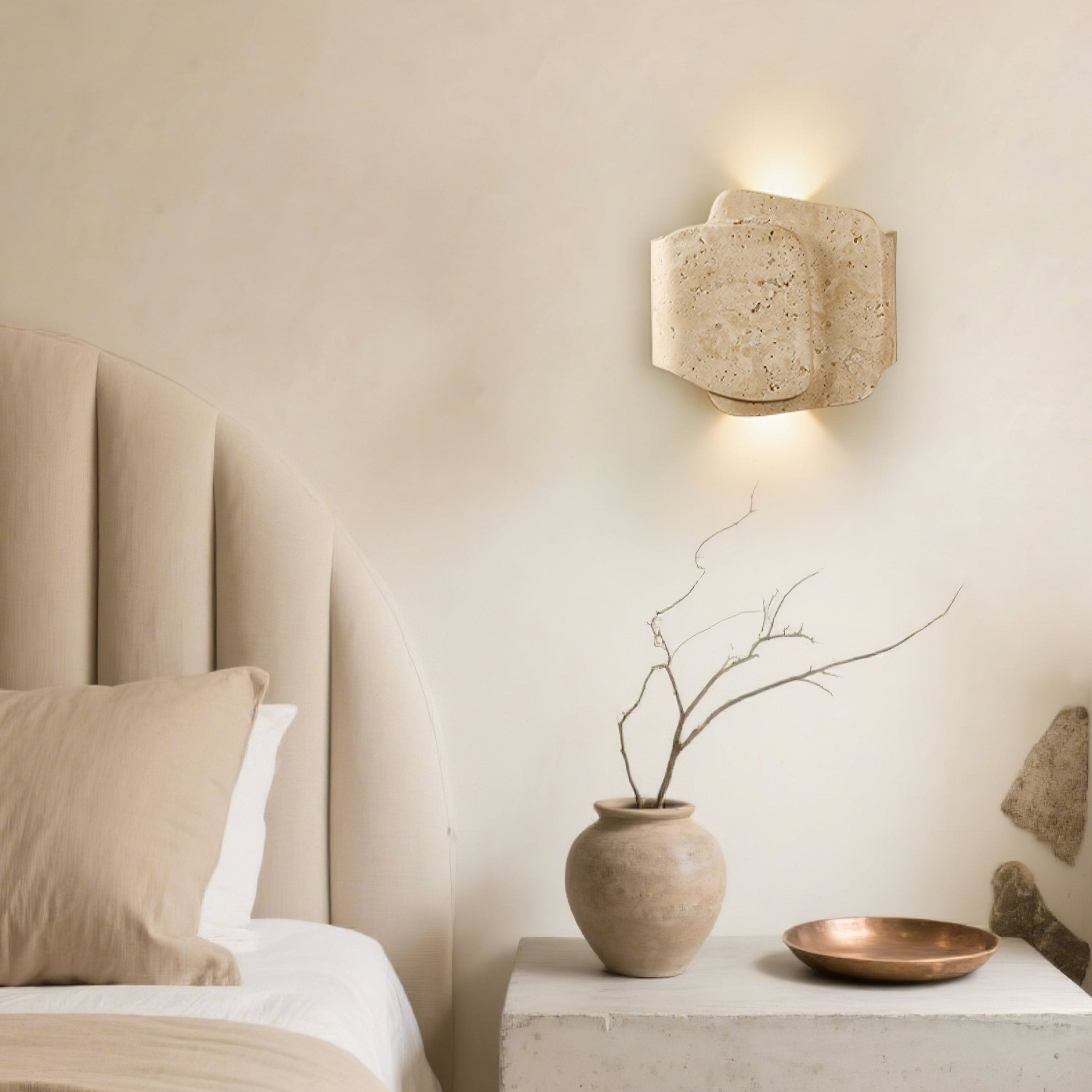 Layered  Moderne Minimaliste Travertin Applique Murale Lumière