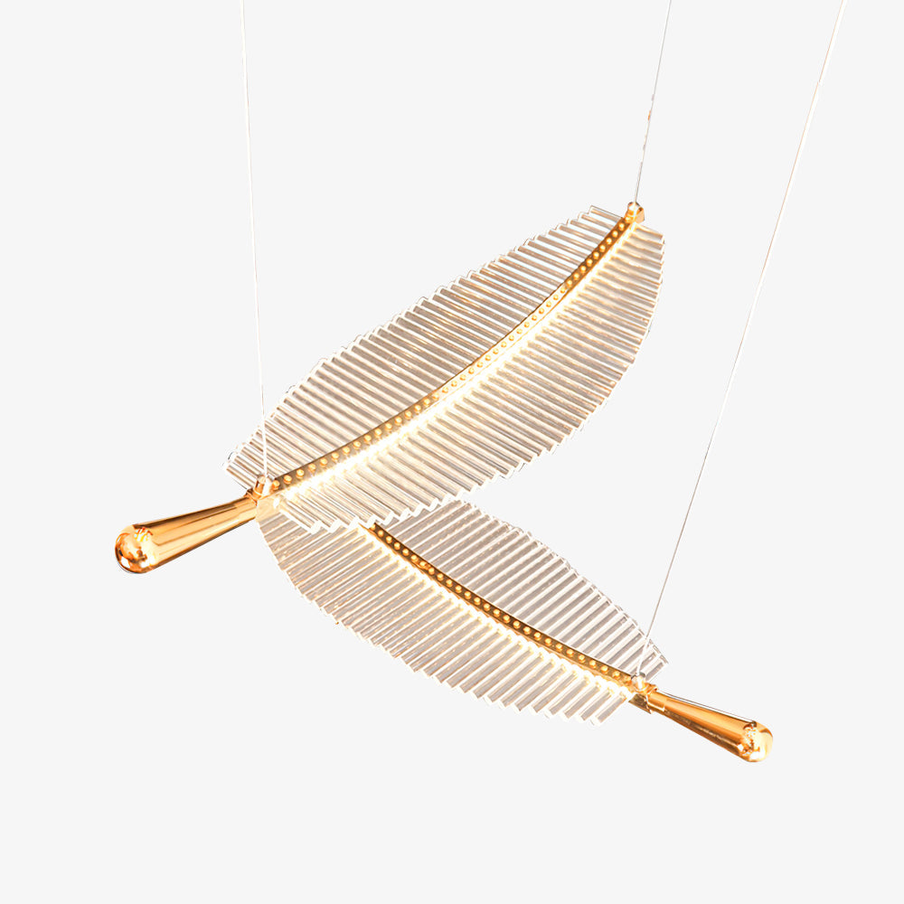 Lustra Chandelier Leaf Acrylic Gold Elegant Modern - Letslighting