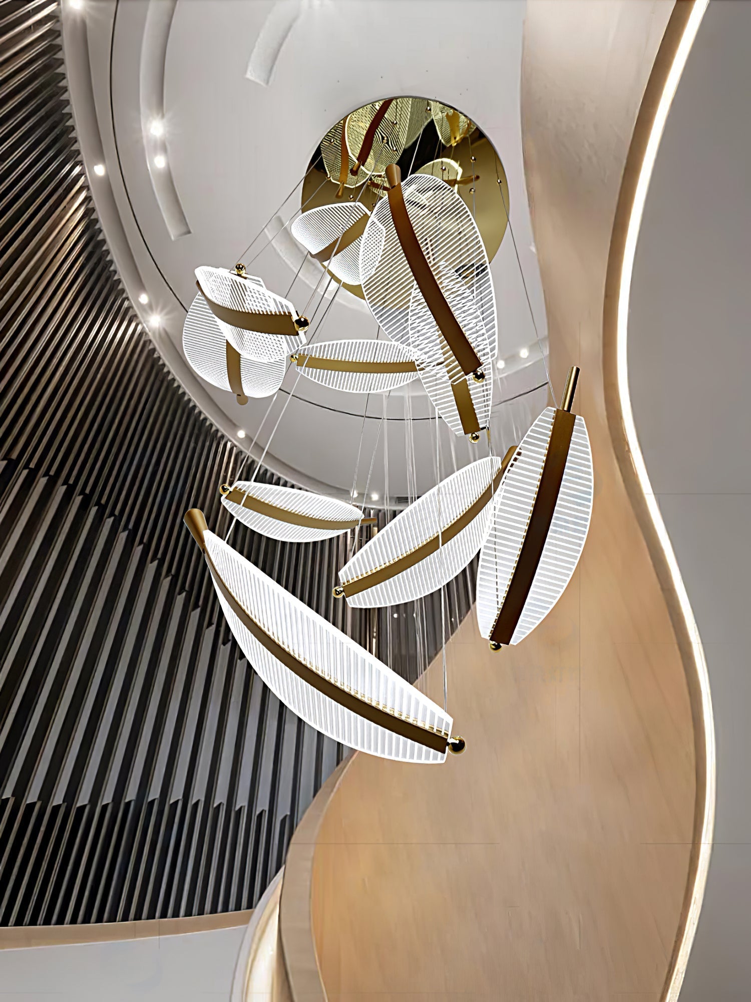 Lustra Chandelier Leaf Acrylic Gold Elegant Modern - Letslighting