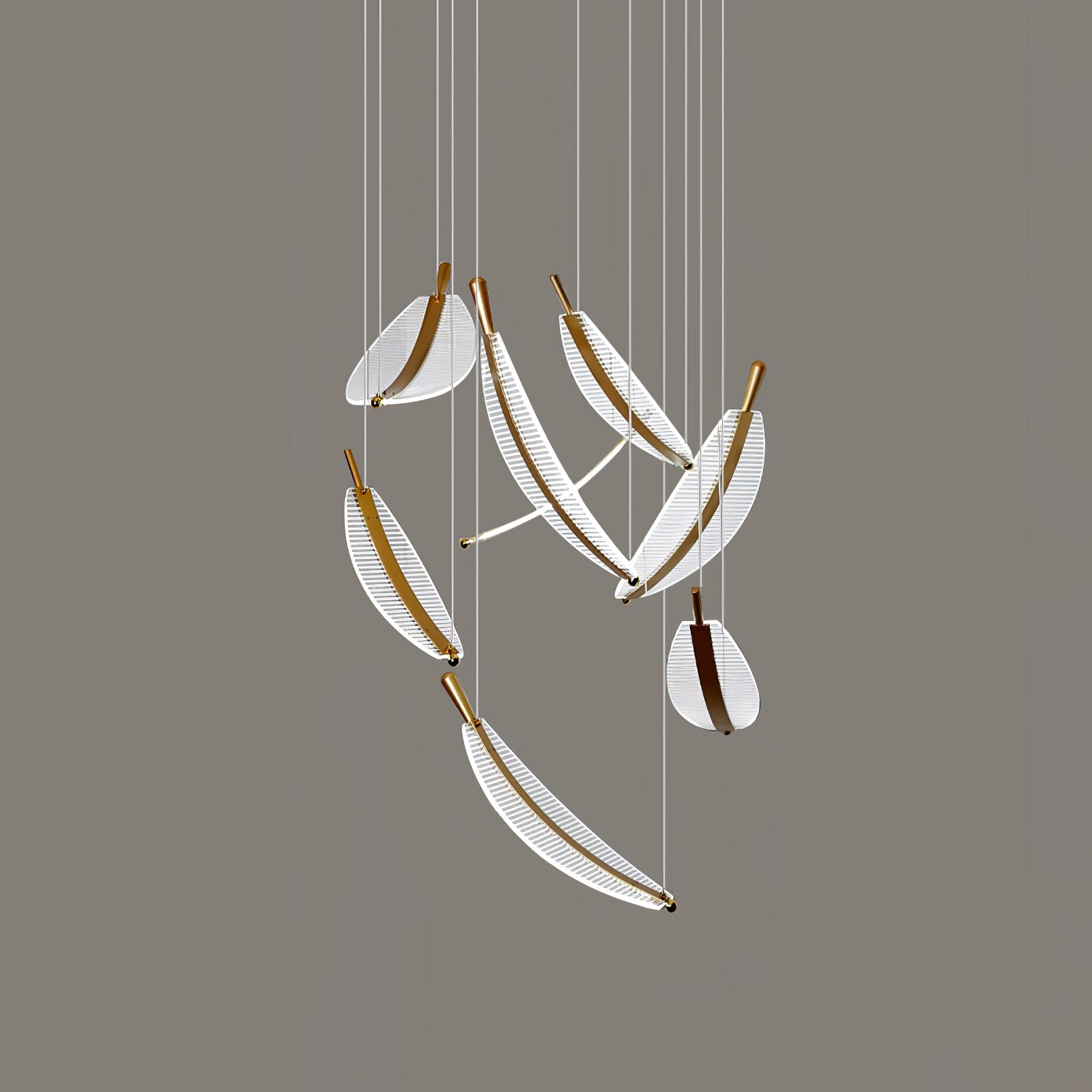 Lustra Chandelier Leaf Acrylic Gold Elegant Modern - Letslighting