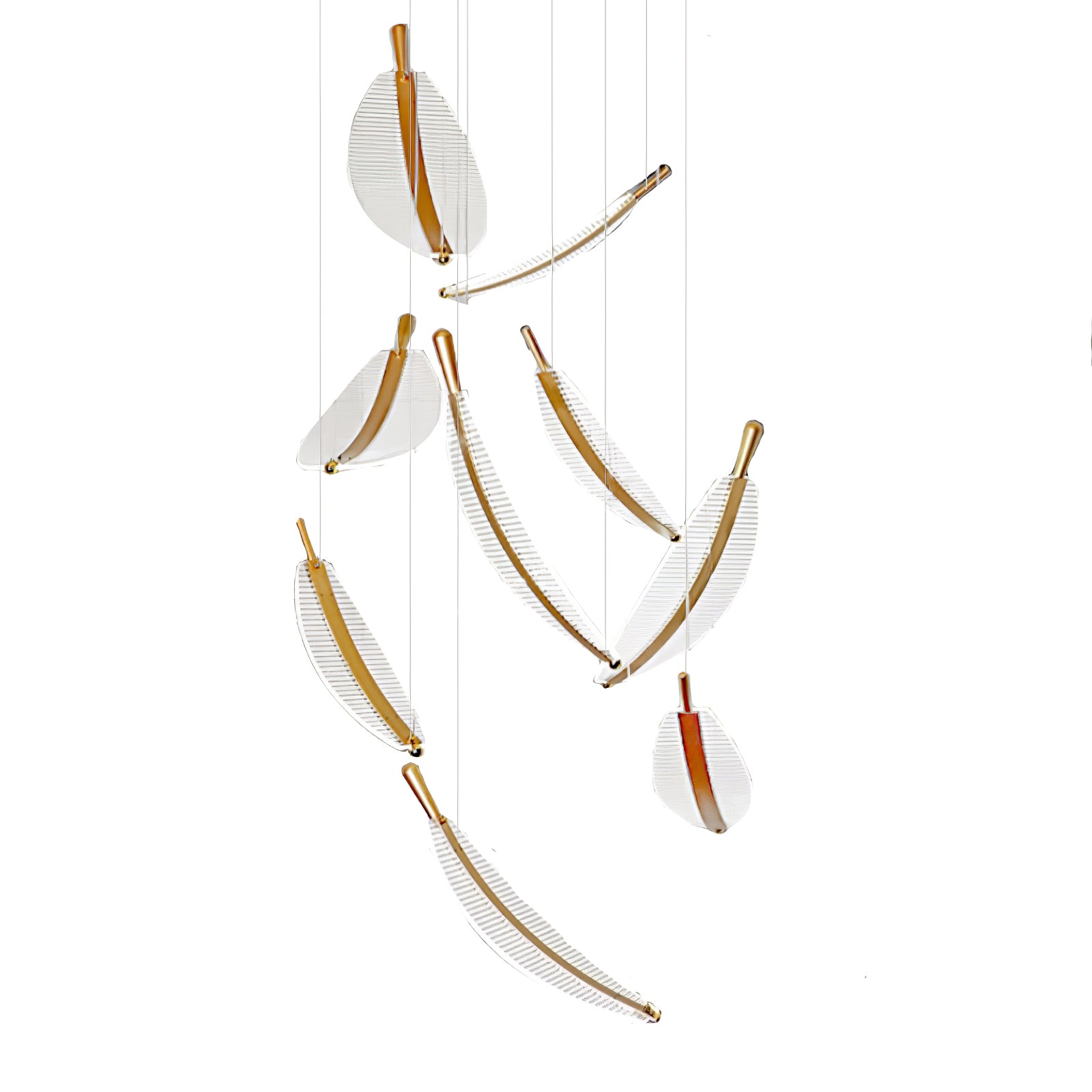 Lustra Chandelier Leaf Acrylic Gold Elegant Modern - Letslighting