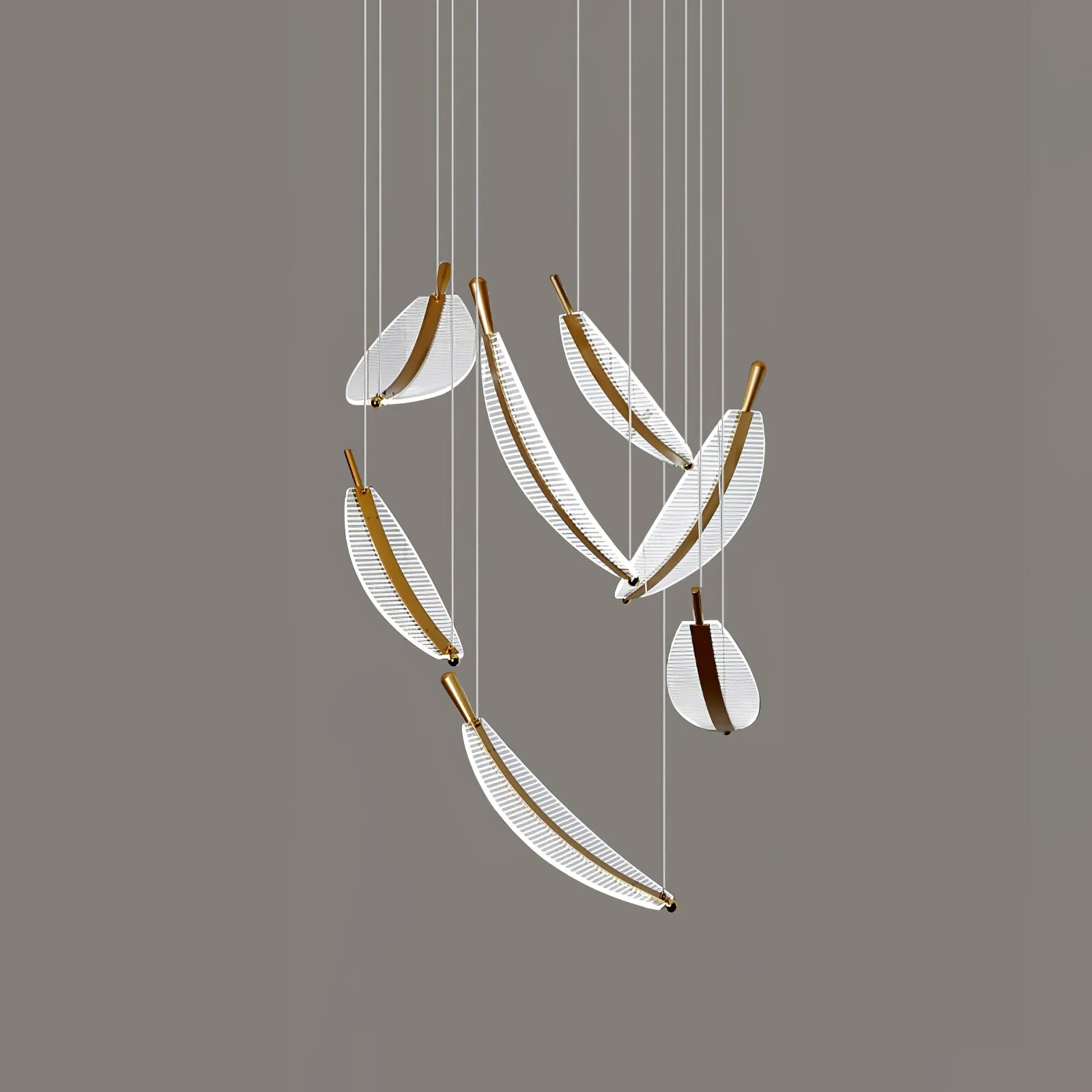 Lustra Chandelier Leaf Acrylic Gold Elegant Modern - Letslighting