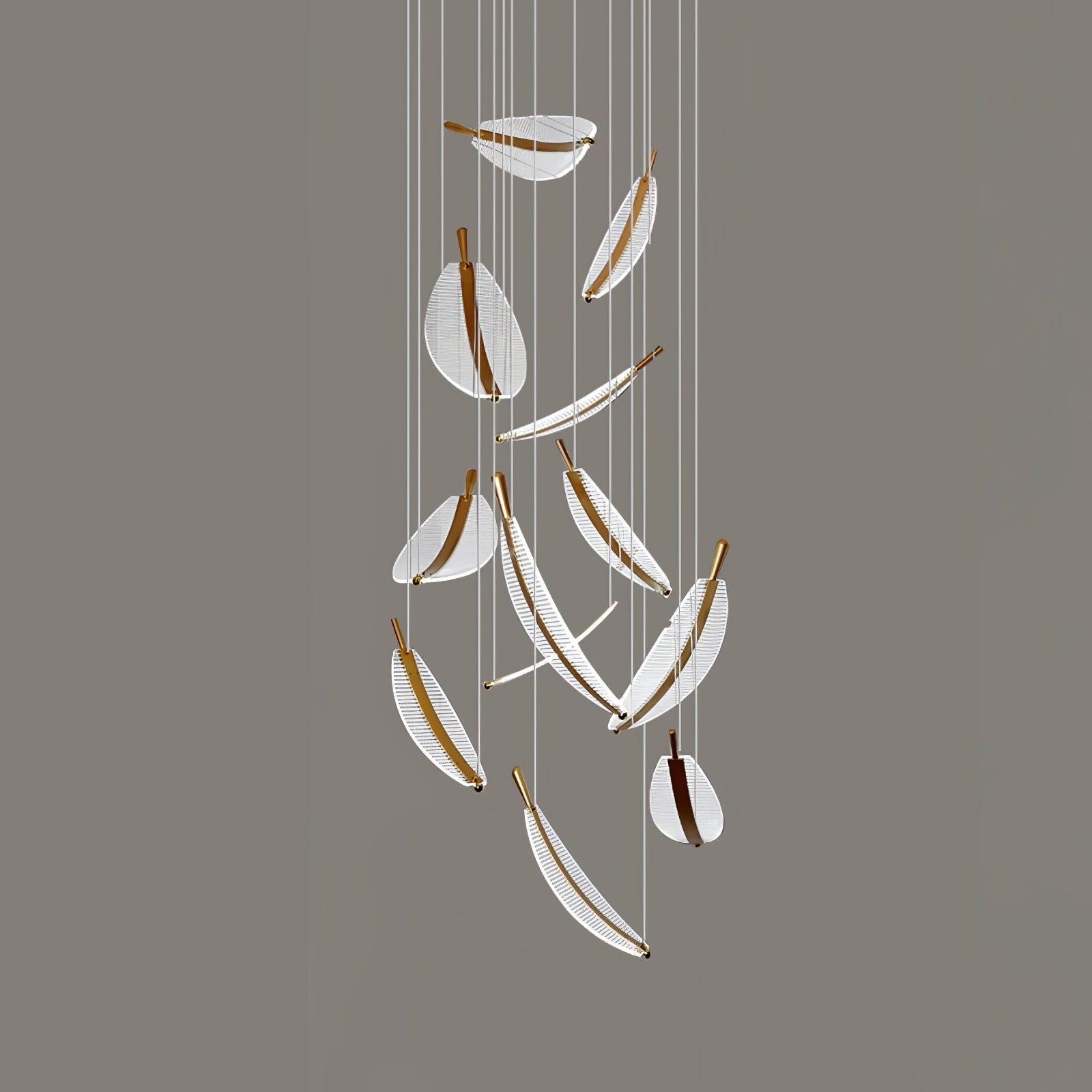Lustra Chandelier Leaf Acrylic Gold Elegant Modern - Letslighting