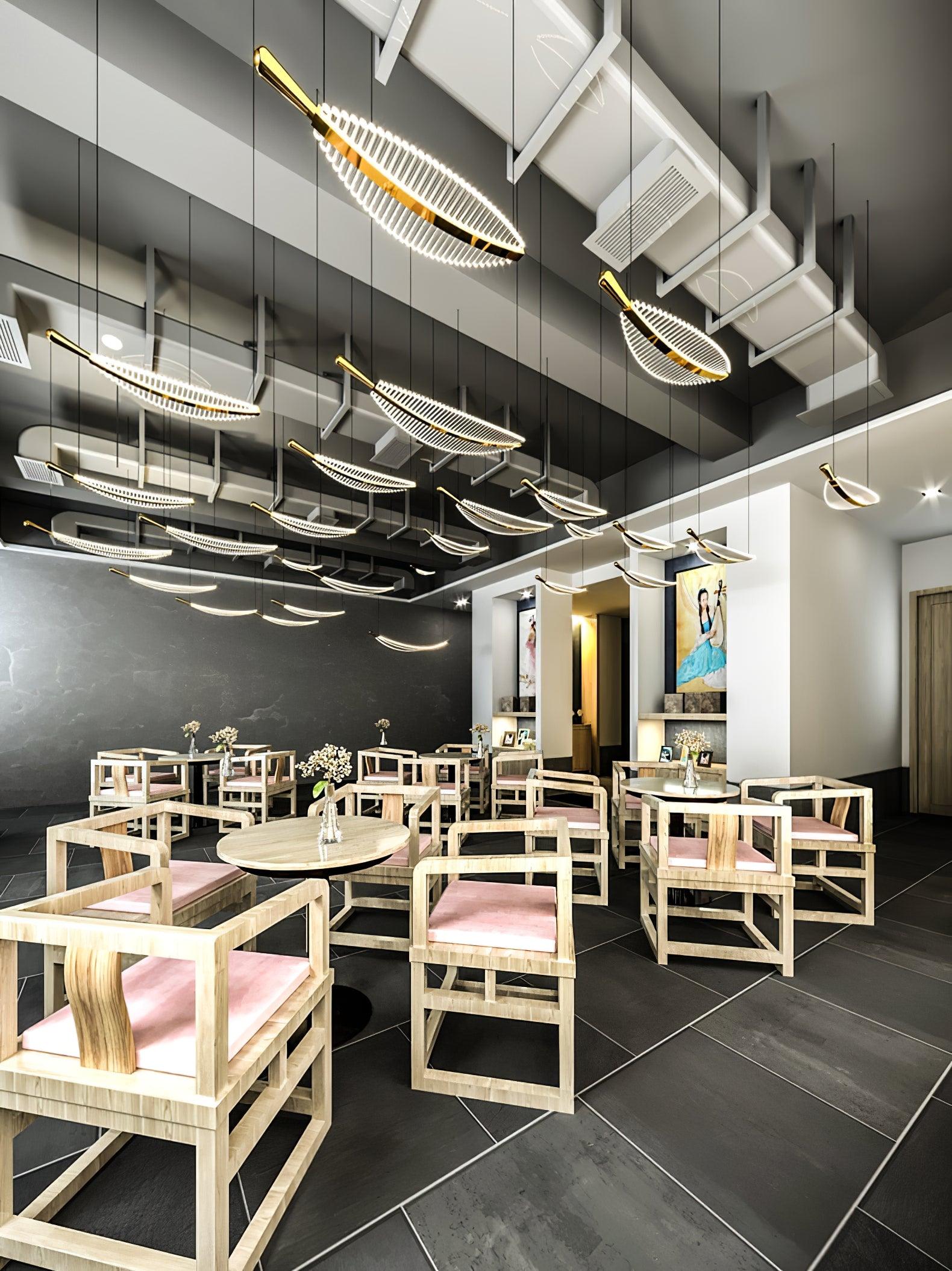 Lustra Chandelier Leaf Acrylic Gold Elegant Modern - Letslighting