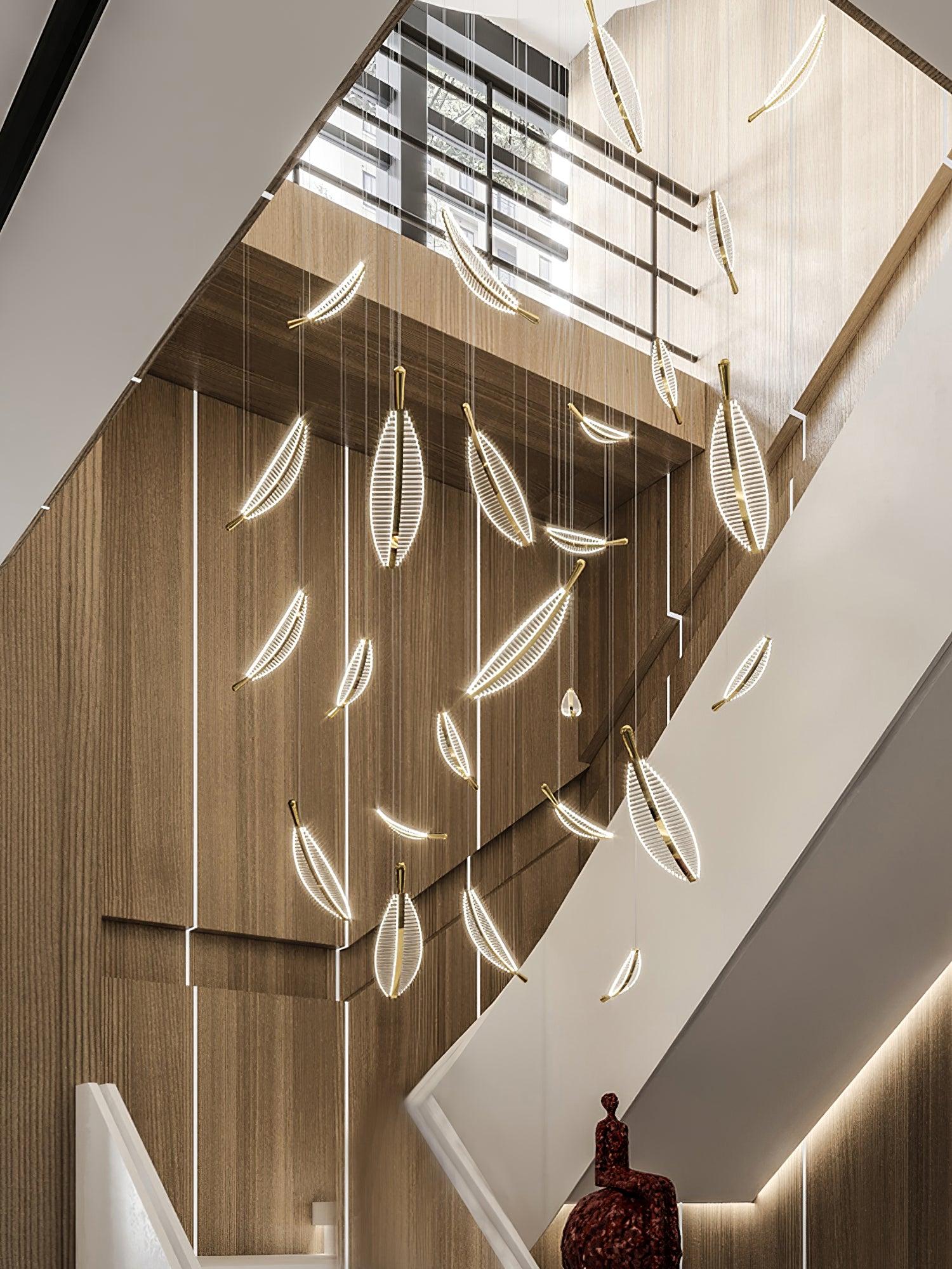 Lustra Chandelier Leaf Acrylic Gold Elegant Modern - Letslighting