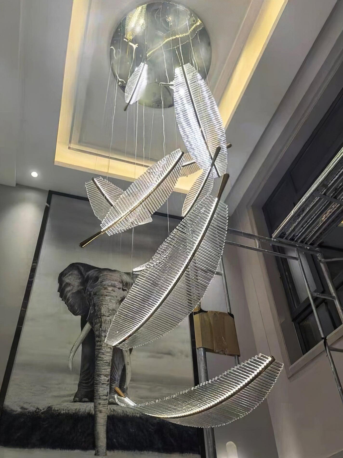 Lustra Chandelier Leaf Acrylic Gold Elegant Modern - Letslighting