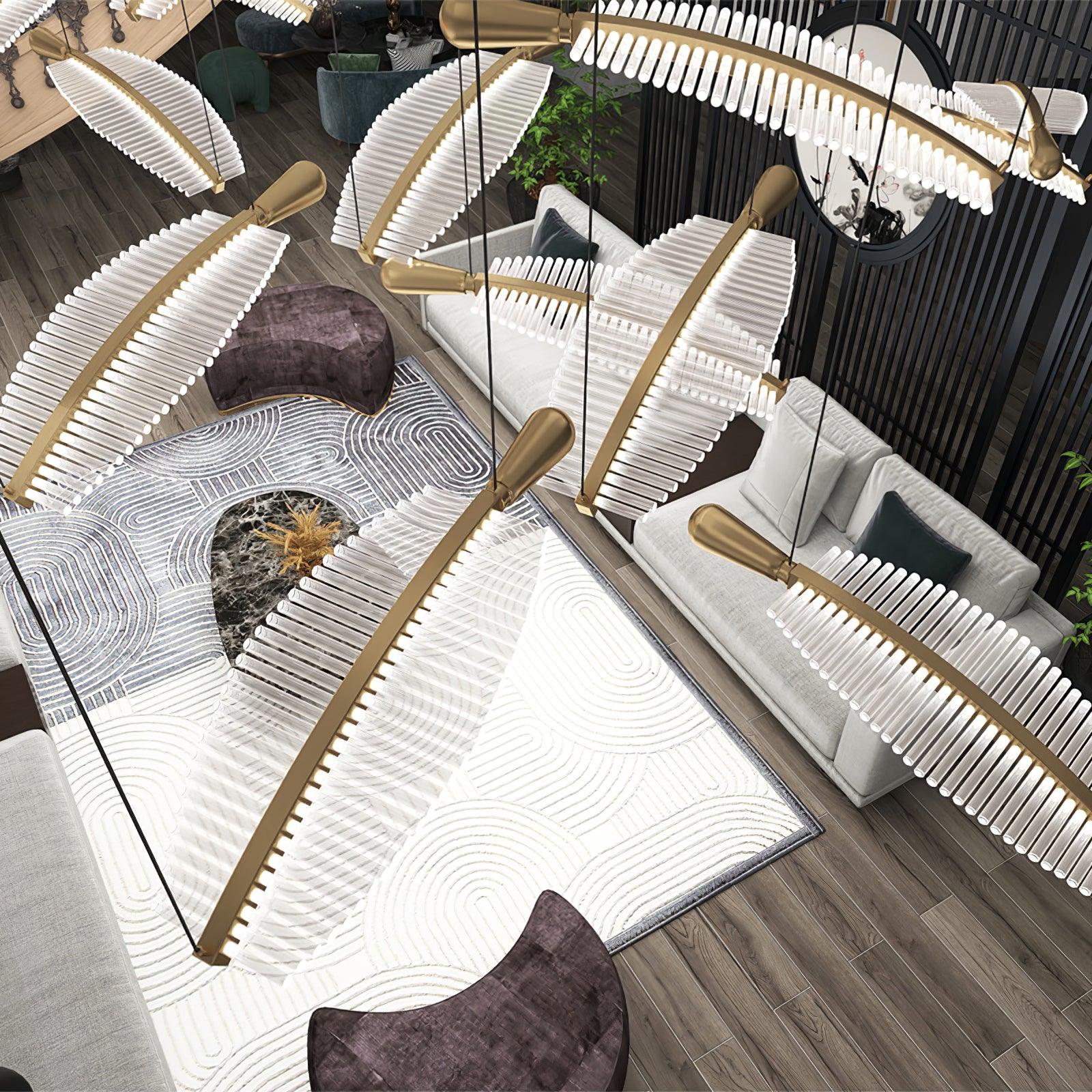 Lustra Chandelier Leaf Acrylic Gold Elegant Modern - Letslighting