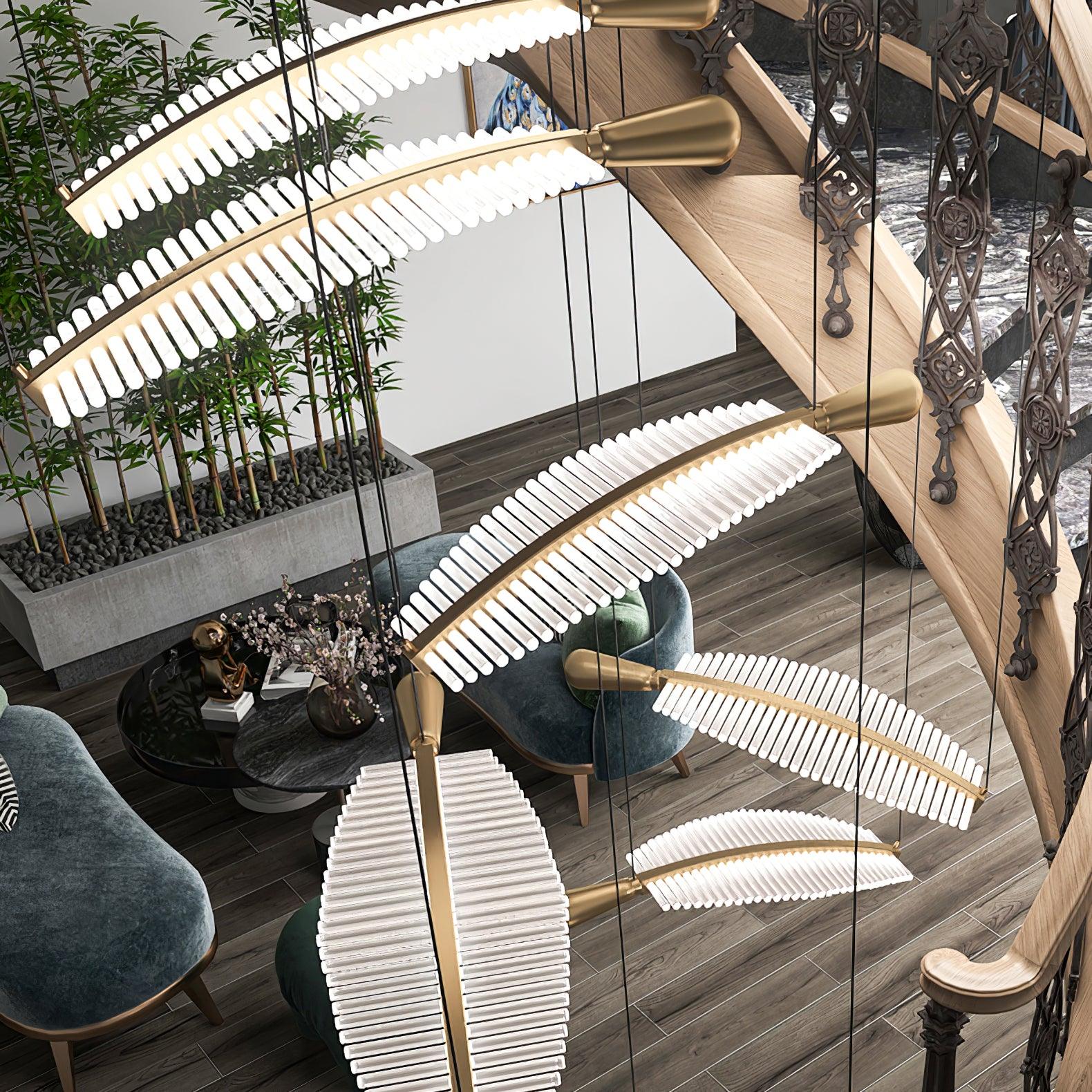 Lustra Chandelier Leaf Acrylic Gold Elegant Modern - Letslighting