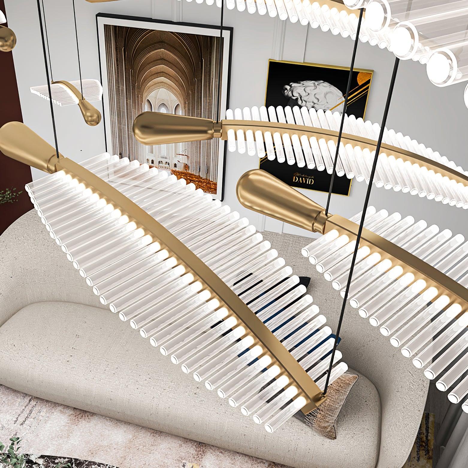 Lustra Chandelier Leaf Acrylic Gold Elegant Modern - Letslighting