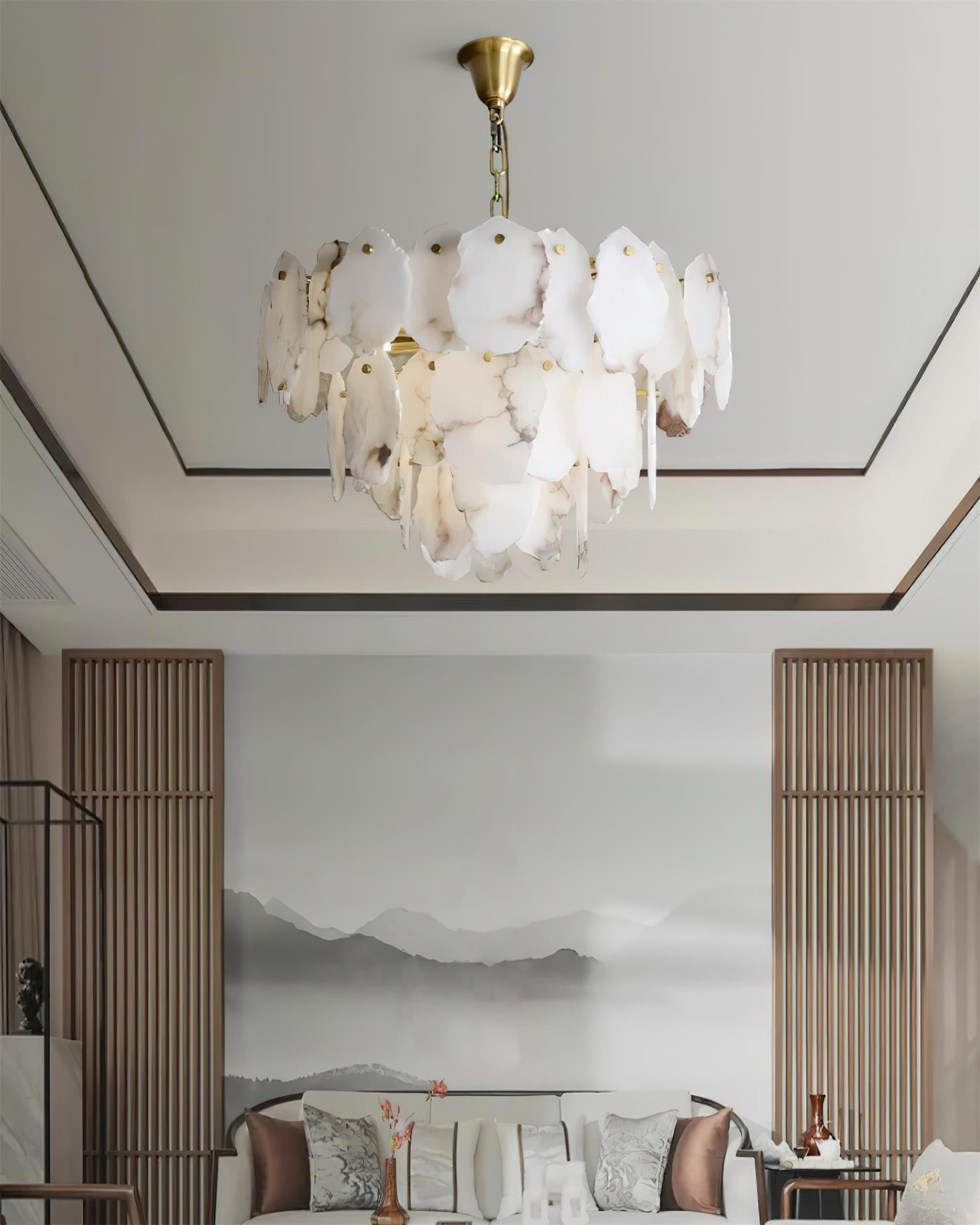 Leon Alabaster Chandelier Layered Stone Slices - Letslighting