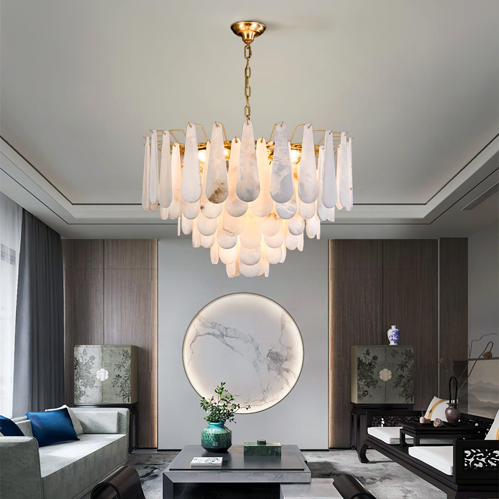Ucararae Teardrop Alabaster Chandelier - Letslighting