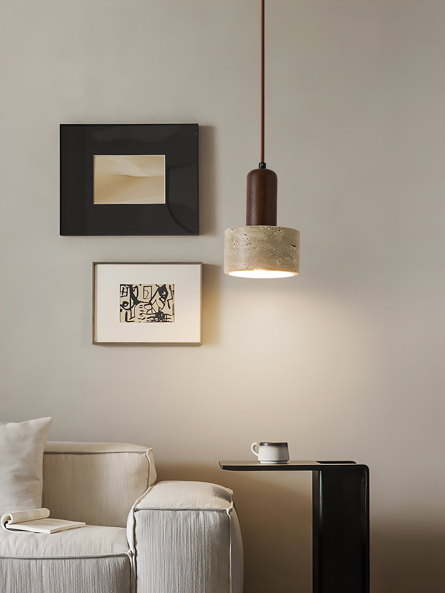 Ilshaa Dual-Material Travertine Pendant Light - Letslighting