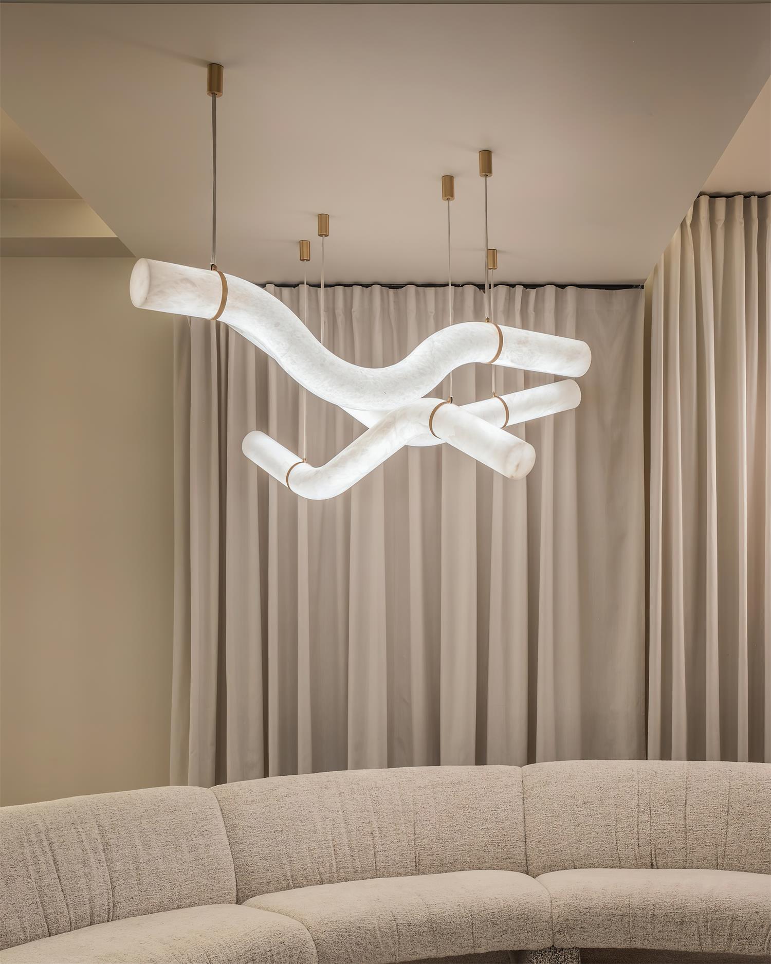 Liberty Chandelier Curved Alabaster Ribbon Silhouette - Letslighting